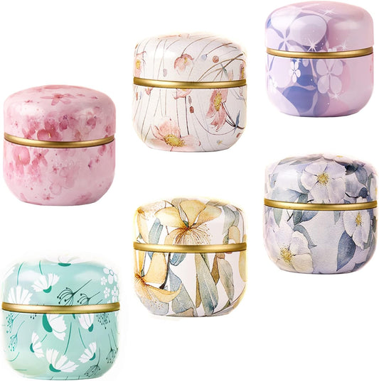 HAN SHENG 6 Pcs Airtight Tea Storage Tins 10 OZ, Food Storage Containers for Coffee Beans, Spices, Sugar