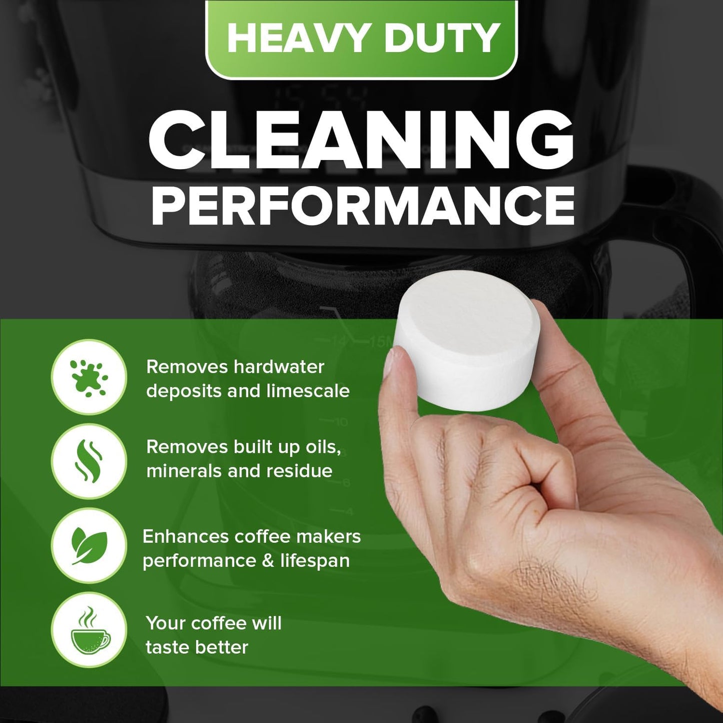 Coffee Maker Cleaner & Descaler Tablets, 12 Uses for Keurig, Ninja, Breville, Delonghi, Nespresso, Miele, Jura, Mr Coffee, Cuisinart Descaling Solution for Coffee Pot Maker & Espresso Machines