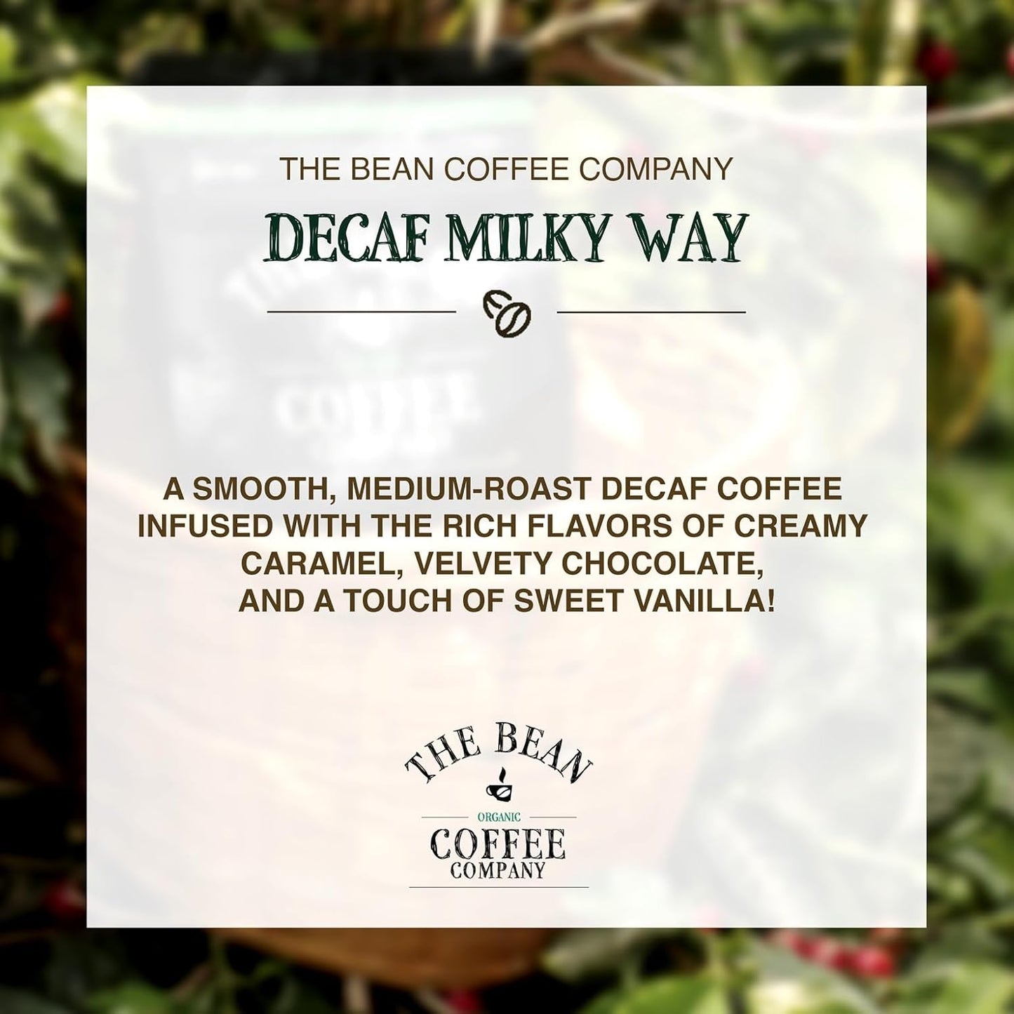The Bean Organic Coffee Company Water Processed DECAF Milky Way, Medium Roast, Whole Bean Coffee, 16-Ounce Bags (Pack of 2)