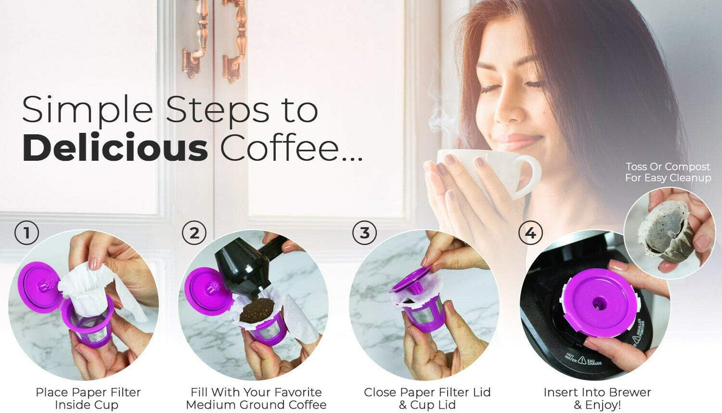 Perfect Pod EZ-Cup Paper Coffee Filters with Patented Lid for Single-Serve Coffee Brewers and Coffee Pods, Compatible with Keurig, 16-Pack (800 Filters)