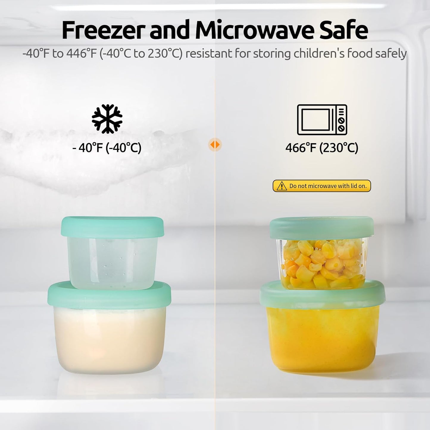 U-Taste 3oz 6oz Small Storage Containers: Food Grade Liquid-Silicone Freezer Box with Airtight Lid, Microwave Safe with Clear Measurements, Reusable for Meal Prepping Portion (Set of 4, Aqua Sky)