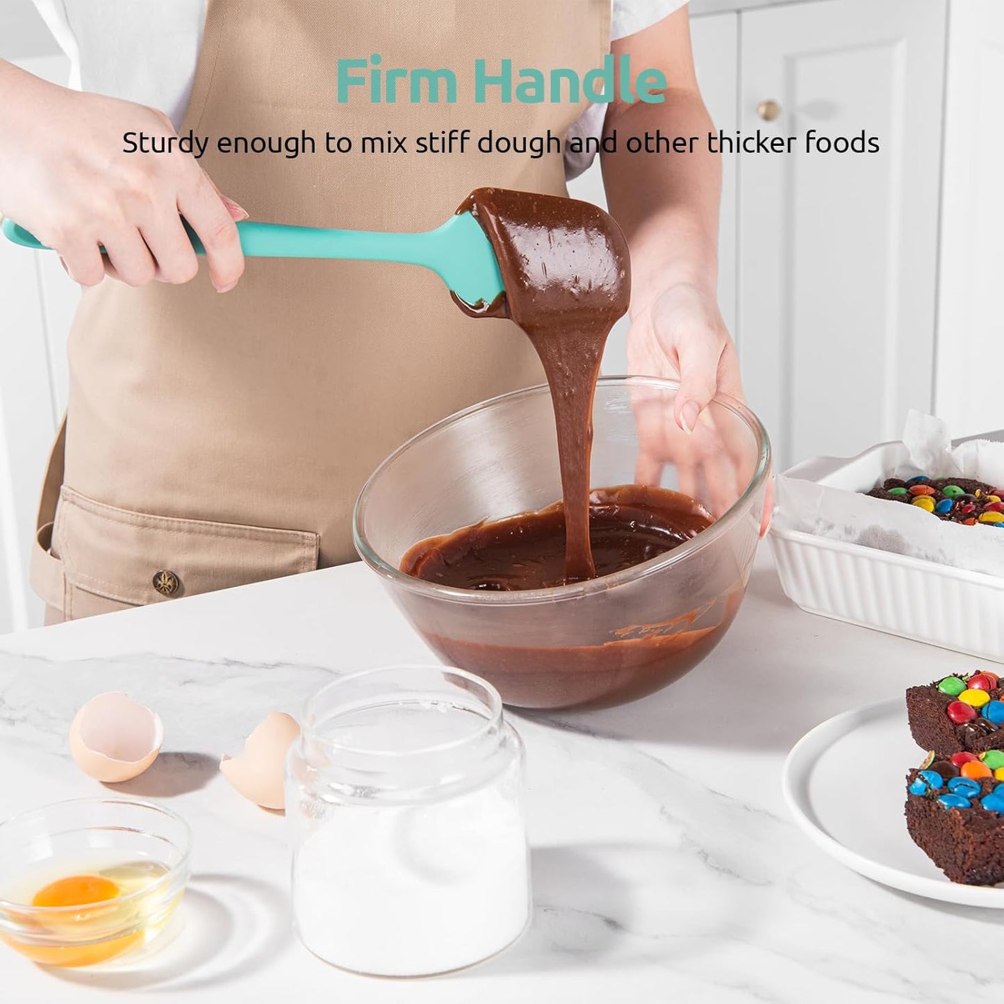 U-Taste Silicone Spatula Set with 600 Degrees Fahrenheit Heat Resistant (Teal/Aqua Sky)