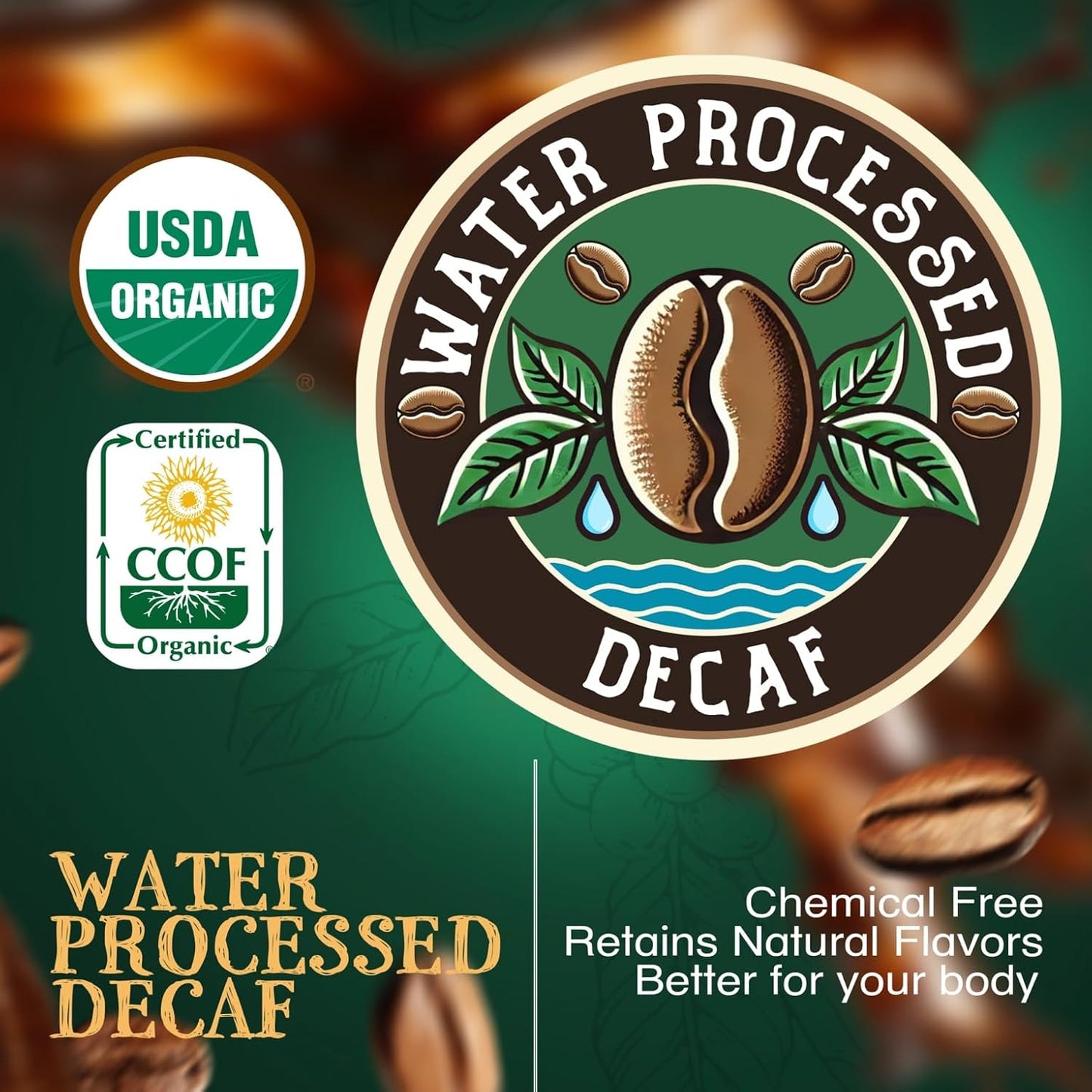 The Bean Organic Coffee Company Water Processed DECAF Vanilla Cinnamon Spice, Medium Roast, Whole Bean Coffee, 5-Pound Bag