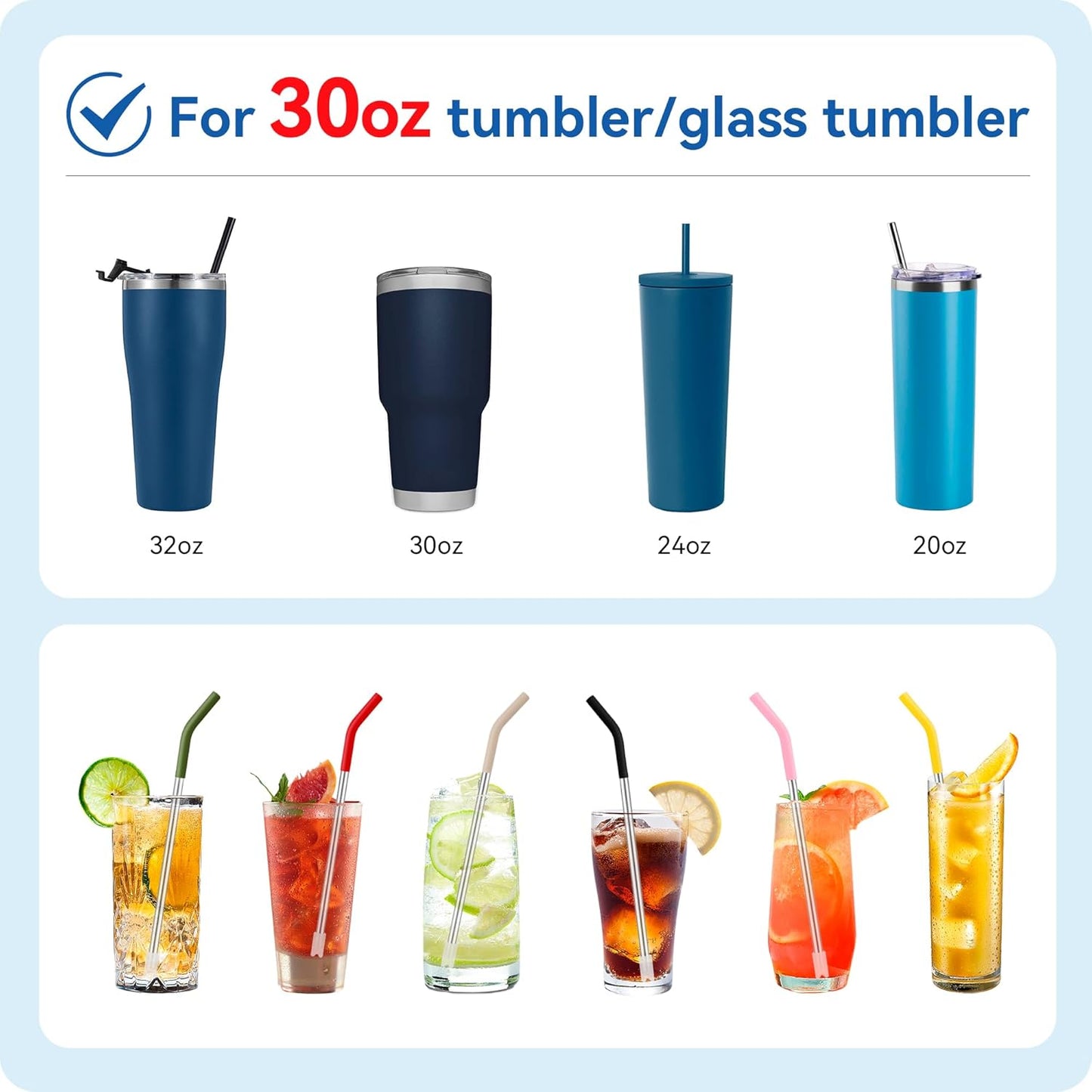 Reusable Stainless Steel Straws with Silicone Tip for Stanley 30oz, Metal Drinking Straws for 30oz Tumbler,3 Bent Tubes & 6 Tips& 1 Cleanr Brush (Rose Quartz)