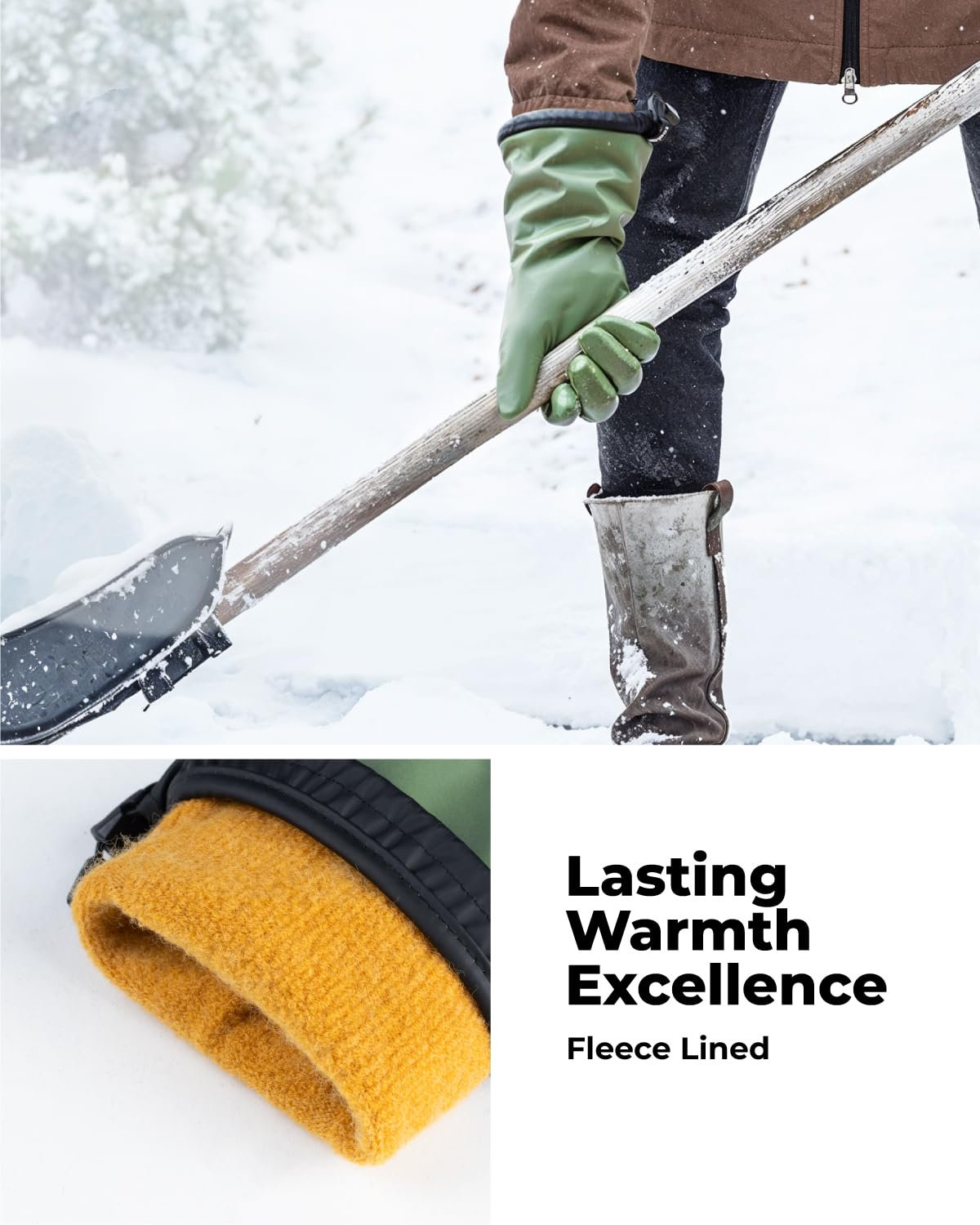 Waterproof Winter Gloves with Grip, Balaena Freezer Gloves for Light Duty Work & Outdoor Adventure, Hiking, Farming, Washing, Ice Fishing, Green, Large
