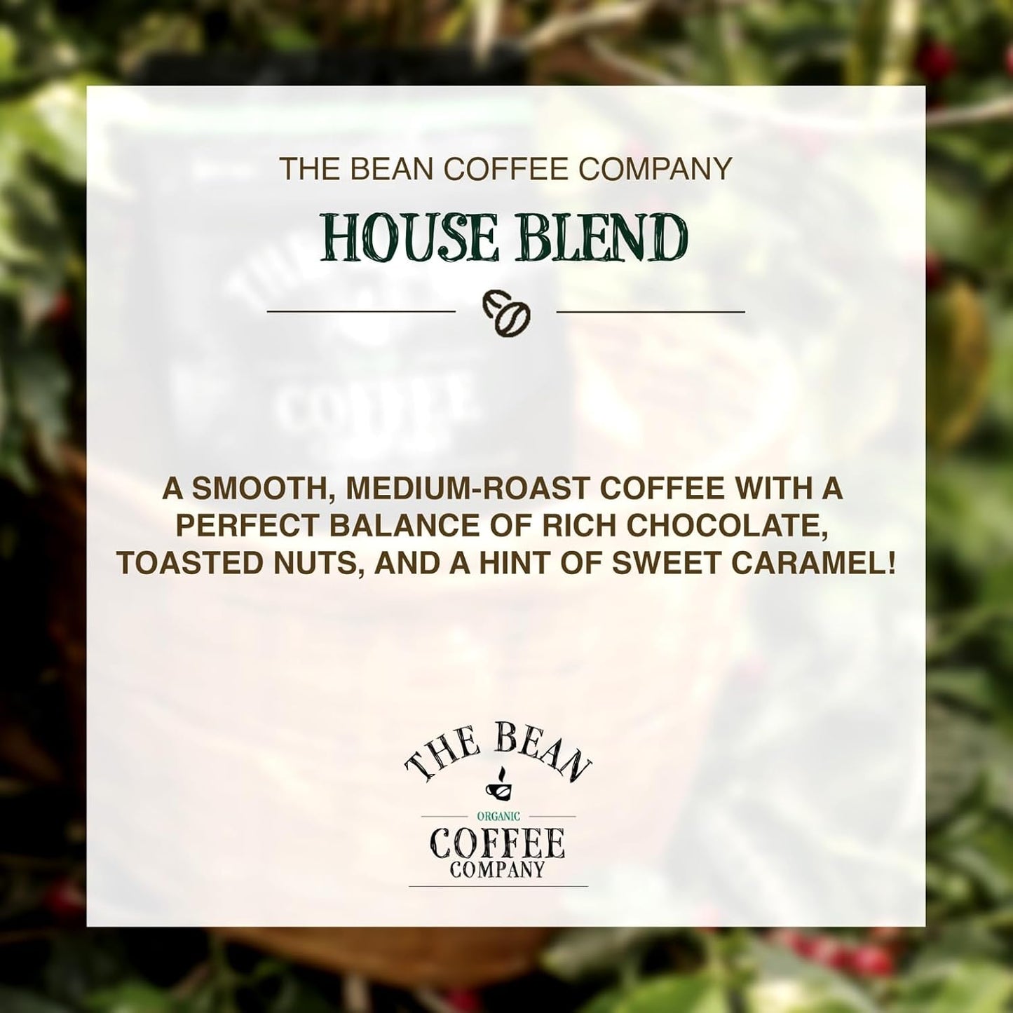 The Bean Organic Coffee Company House Blend, Medium Roast, Whole Bean Coffee, 5-Pound Bag