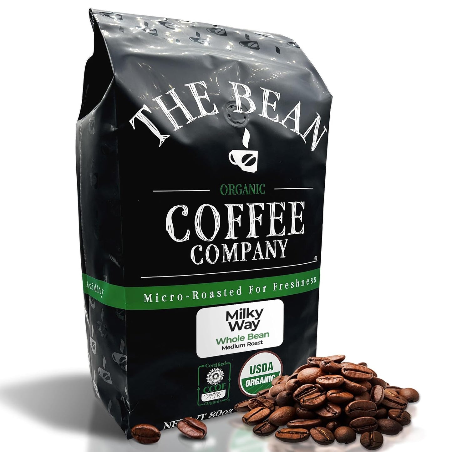 The Bean Organic Coffee Company Milky Way, Medium Roast, Whole Bean Coffee, 5-Pound Bag