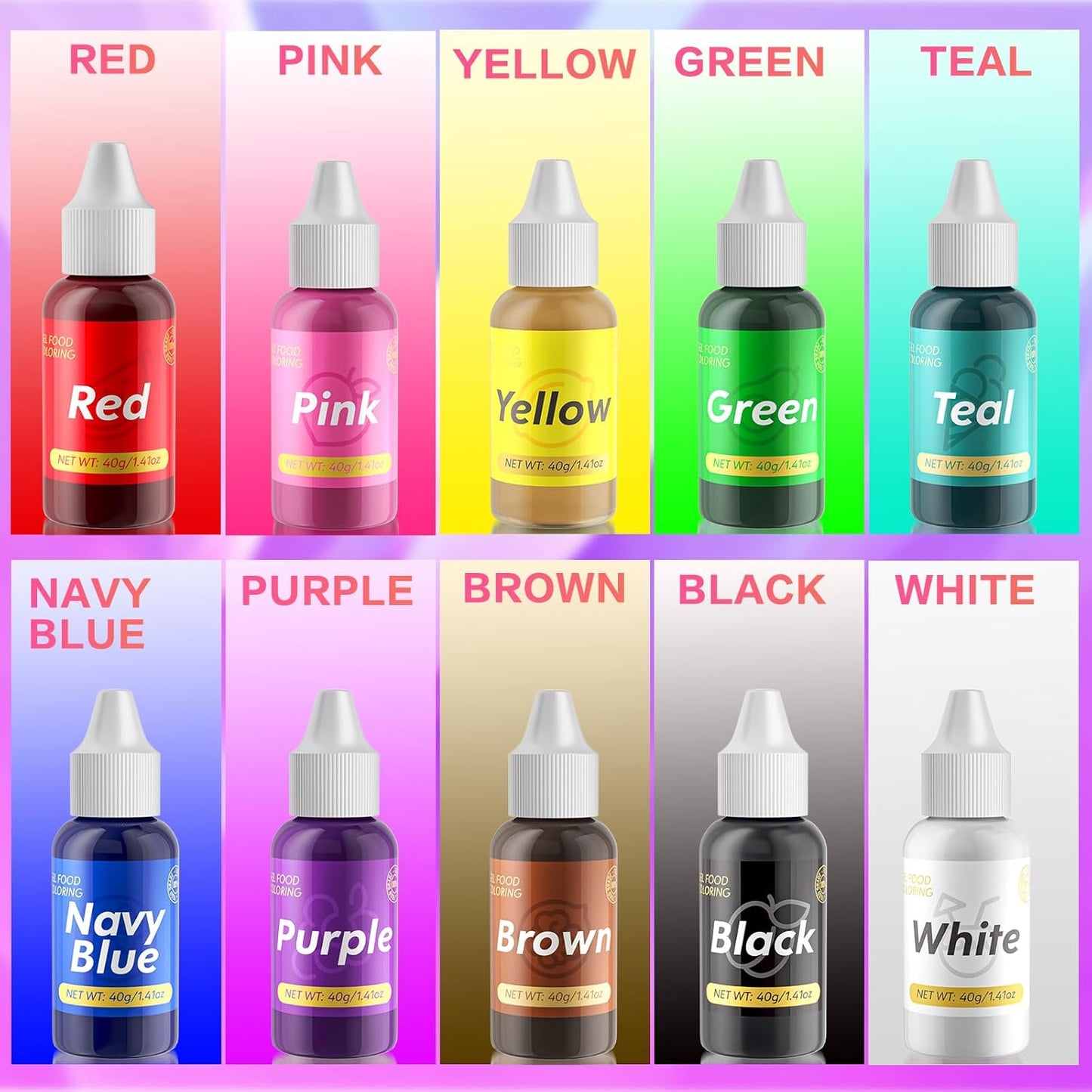 Gel Food Coloring for Cake Decorating - 40g Concentrated Assorted Edible Colors - Vibrant Tasteless Food Dye Professional-Grade Dye for Easter Eggs Fondant Cookies Frosting Royal Icing Baking - Brown