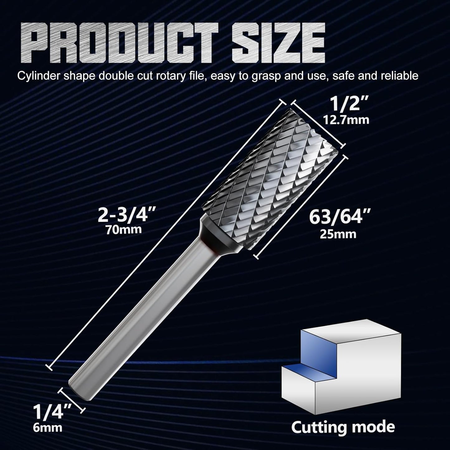 CATITO Cylinder End Cut Die Grinder Bit, Cut Carbide Rotary Burr for Steel, Wood and Metal Working, Engraving, polishing and Cleaning