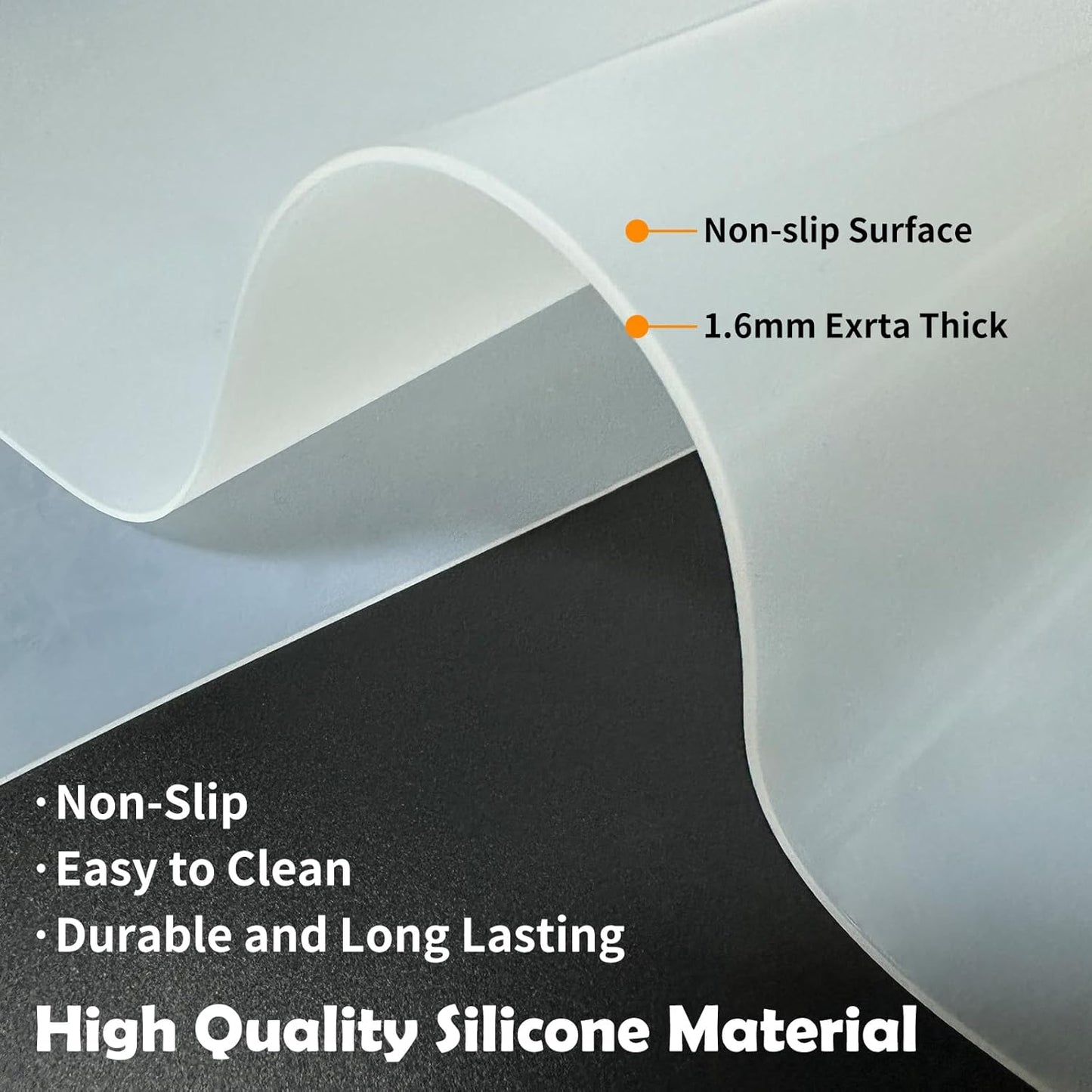 Large Silicone Mats, 78.7”x15.7” Extra Large Silicone Heat Resistant Mat, Countertop Protector, Nonstick Waterproof Mats for Kitchen Counter, Shipped Rolled Up Kitchen Counter Mat, Dark Gray