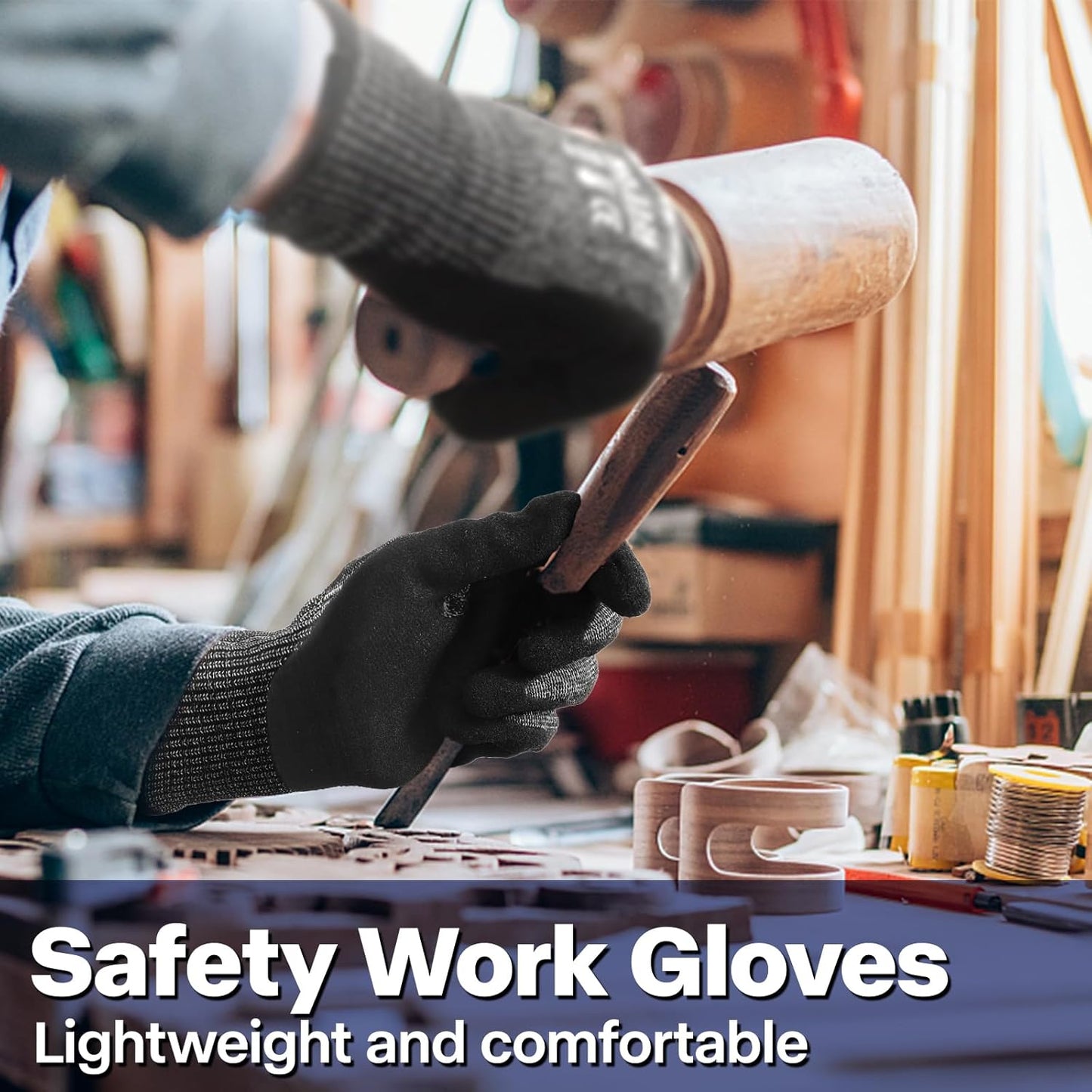 Schwer ProGuard Highest Level Cut Resistant Work Gloves PR3326 for Extreme Protection, ANSI A9 Cut Gloves with Reinforced Thumb, Non Slip, Cooling, Durable, Touch-screen, Non PFAS, Black 2 Pairs（S）