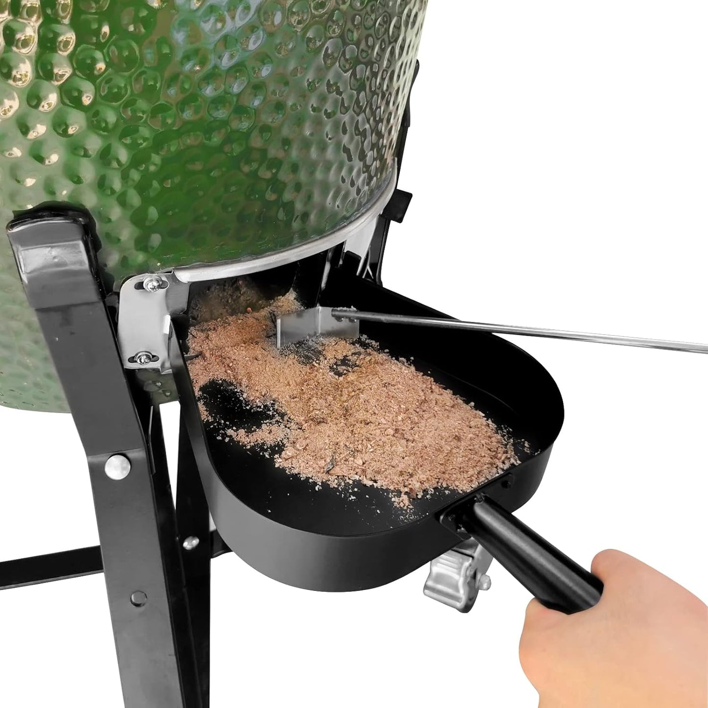 18¡± BBQ Ash Removal Tool and Ash Pan for Big Green Egg Accessories, Stainless Steel Ash Tool Poker for BGE Primo and Other Charcoal Kamado Stove(at+AP)