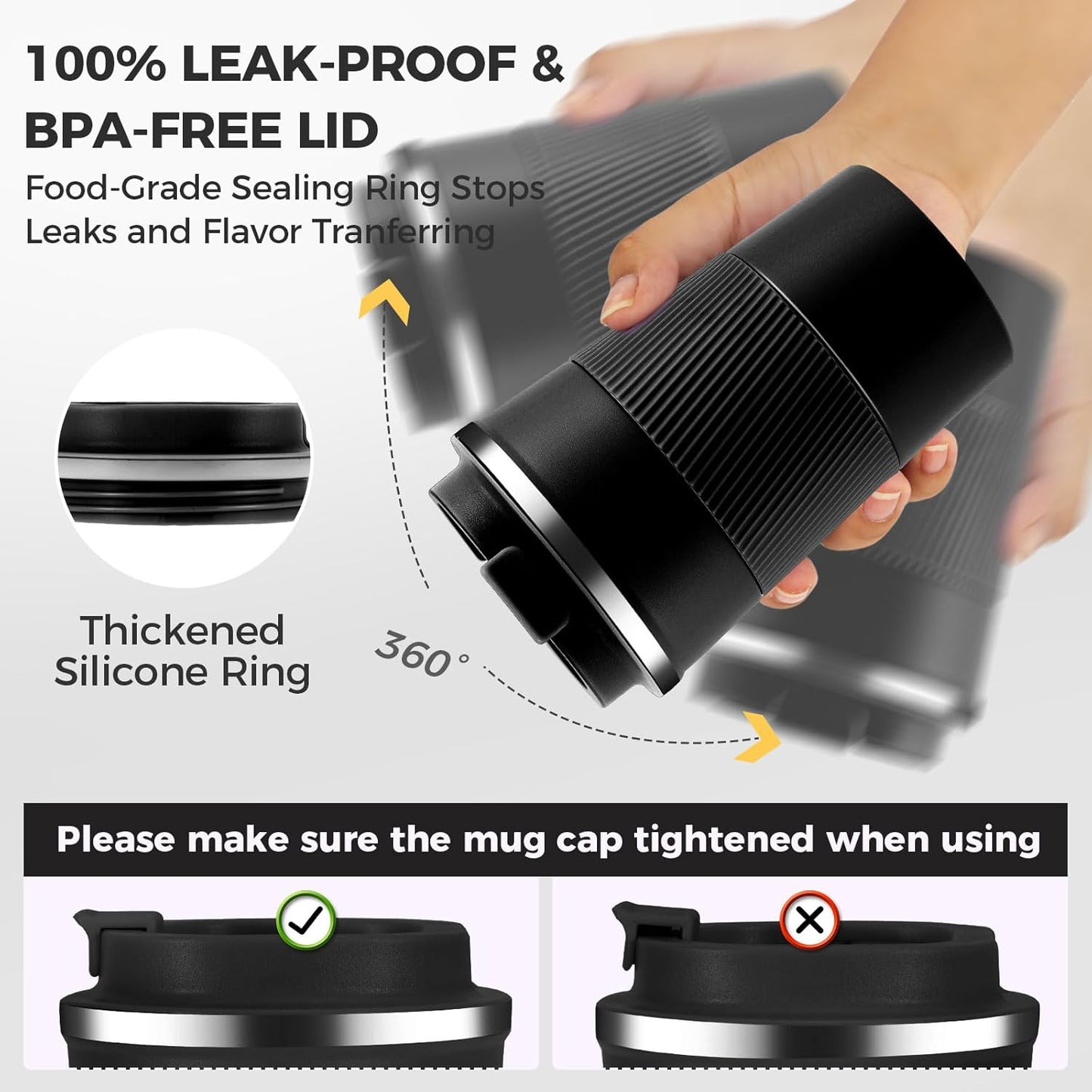Volhoply 13 oz Stainless Steel Insulated Travel Coffee Mug with Fip Lid Bulk 8 Pack,Reusable Double Wall Vacuum Metal Coffee Cup,Portable Leak Proof Thermal Tumbler for Hot&Cold Drinks(Assort Color,8)