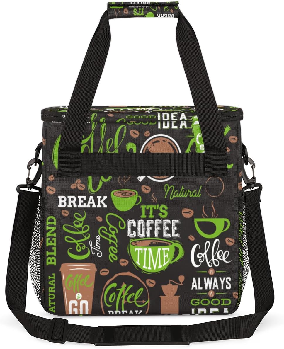 Green Coffee Cafe Maker Carrying Bag Travel Case Compatible with Keurig K-Mini or K-Mini Plus Portable Single Serve Coffee Brewer Case with Pockets for K-cup Pods