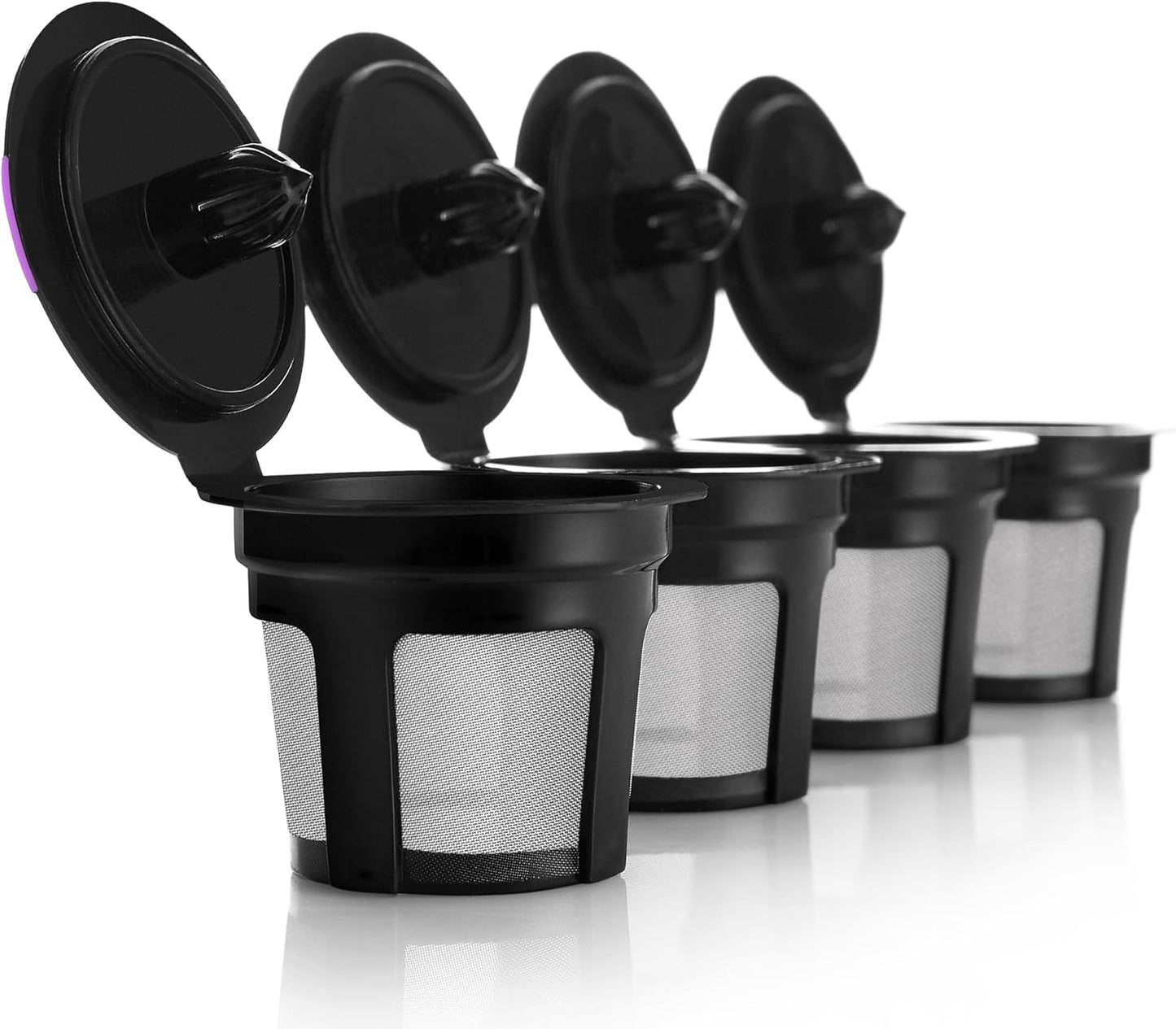 GoodCups 4 Reusable K Cups for Keurig - 4 Black Refillable Kcups Coffee Filters for Keurig Coffee Makers