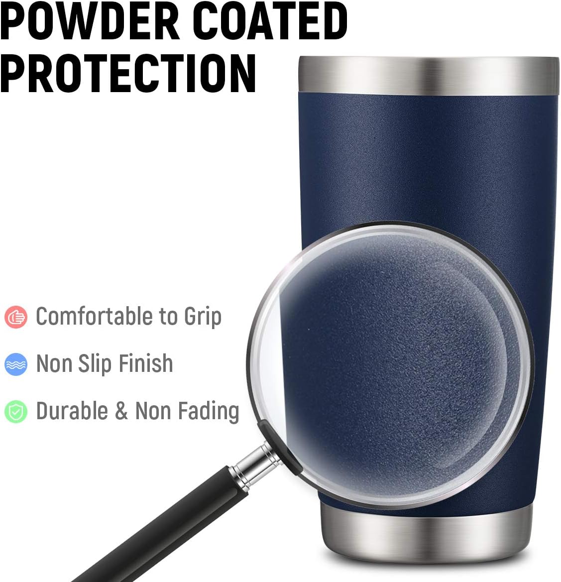 COMOOO 20oz Stainless Steel Tumbler Bulk with Lid and Straw Insulated Coffee Tumbler Cup Double Wall Vacuum Travel Mug for Cold Drinks and Hot Beverage (Navy,6 Pack)