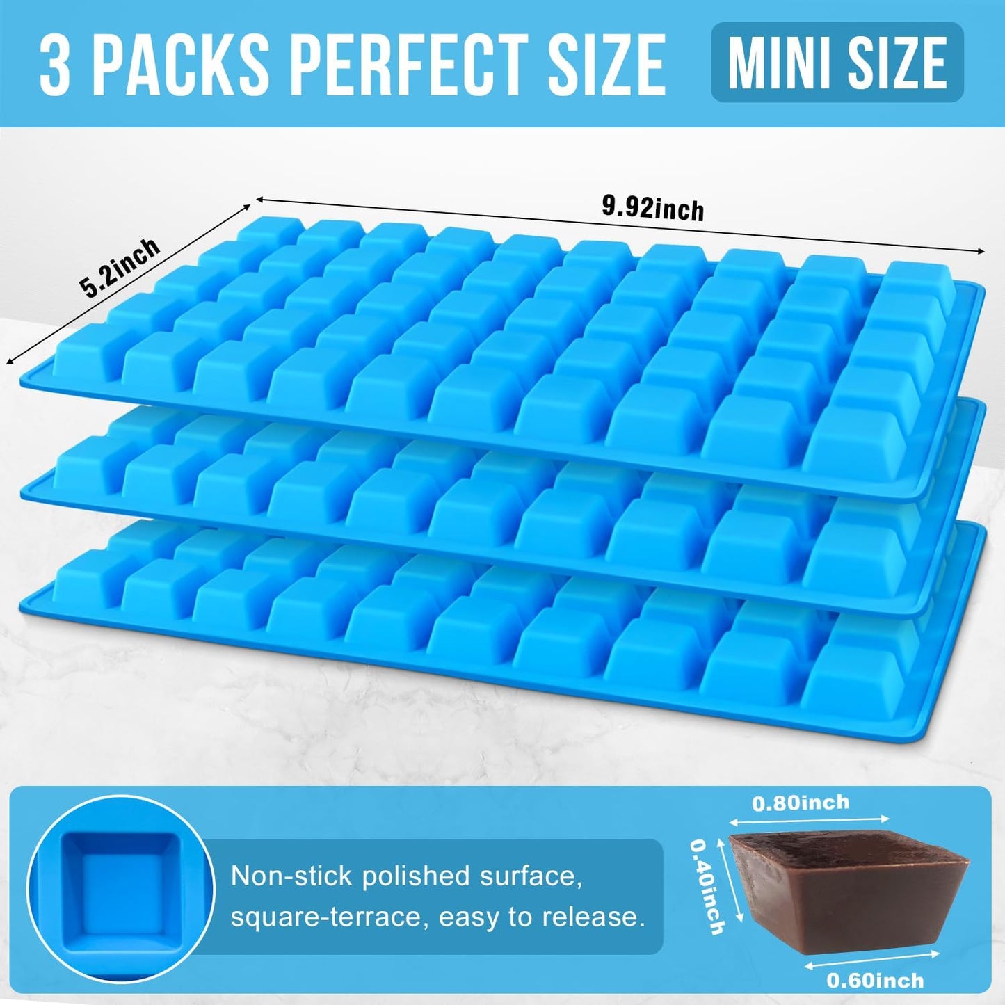 Walfos Square Silicone Molds, Silicone Dog Treat Molds for Baking and Freezing, Non-Stick Food Grade Silicone Baking Molds for Puppy Dog Treats, Chocolate, Candy, Jelly, Mini Ice Cubes, 2 Packs.