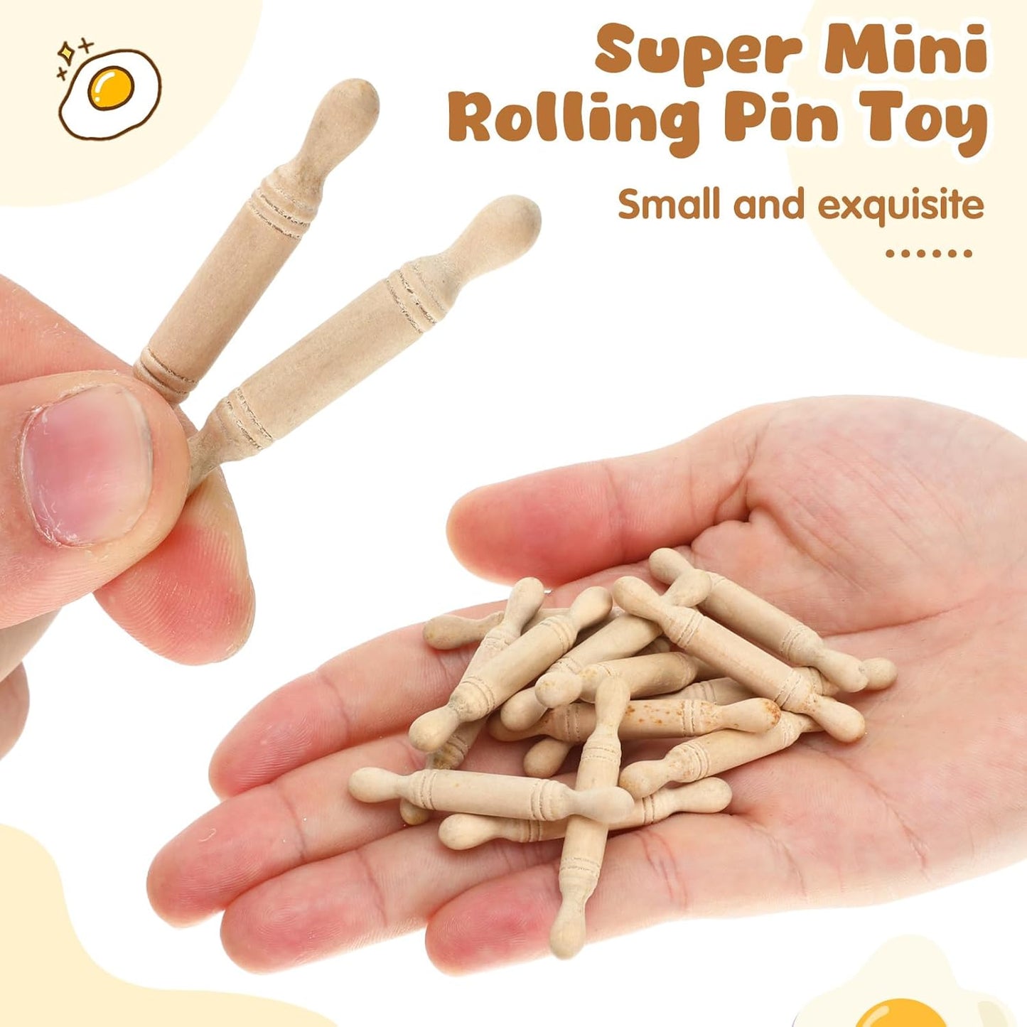 Toyvian 30 Pcs Mini Rolling Pin: Wooden Rolling Pin for Craft, Small Dough Roller, Miniature Pastry Roller Models for Kids Birthday Cake Decoratins, Dollhouse Kichen Accessories (1.97 Inch)
