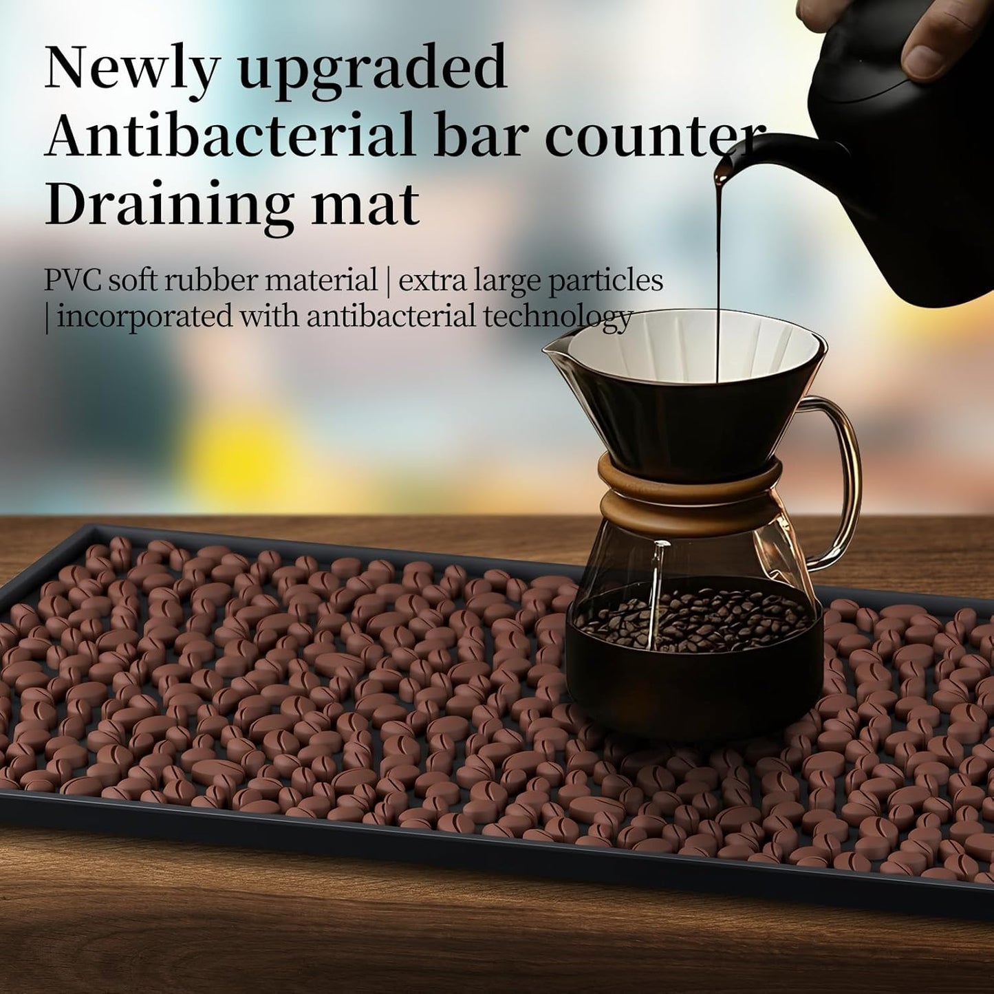Rubber Rubber Bar Mat Set of 2 18"x12", Black – Durable, Non-Slip, Non-Toxic Spill & Drying Mats for Bars,Restaurants,Coffee Shops, Countertops & Tabletops Hairdressing Tool Protective pad.