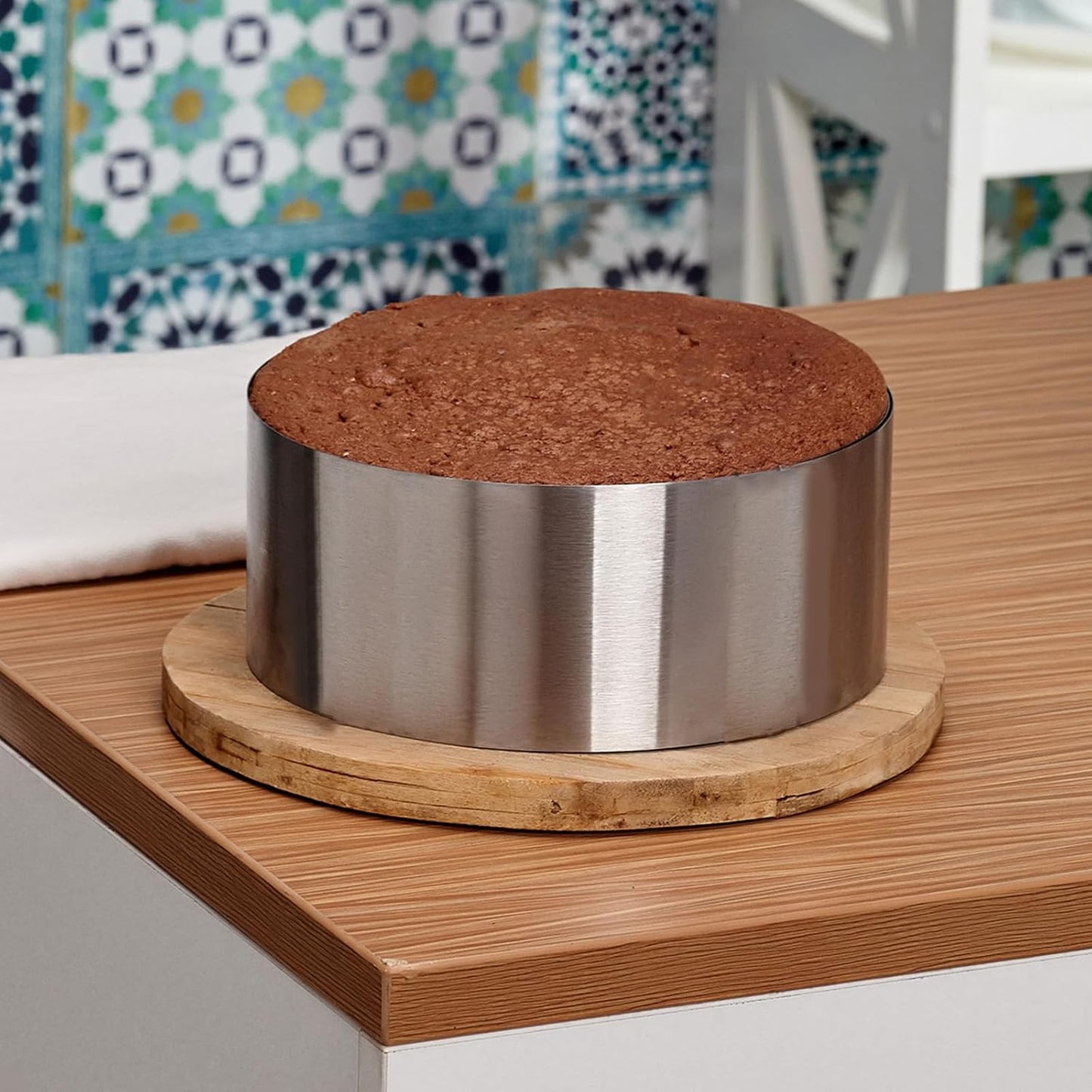 HARFINGTON Round Cake Ring 10 x 2 Inch Seamless Stainless Steel Pastry Mousse Dessert Ring Mirror Coating for Baking Cooking Making Tool