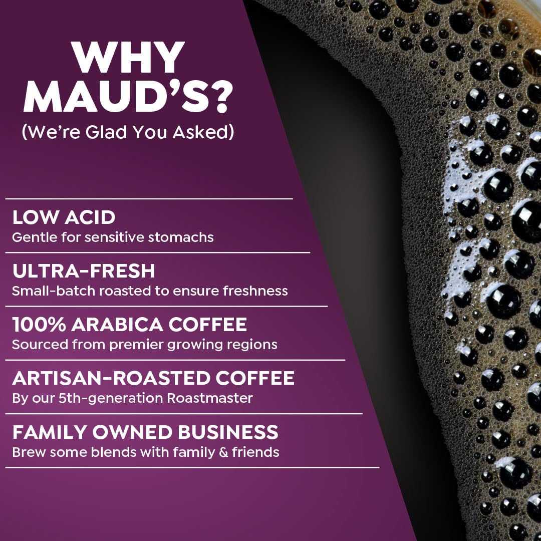 Maud's Flavored Decaf Coffee Pods Variety Pack, 24 ct, 6 Assorted Roasts & Flavors, Decaf Medium Roast Coffee in Recyclable Single Serve Pods - 100% Arabica Coffee, Compatible with Keurig K Cups Maker