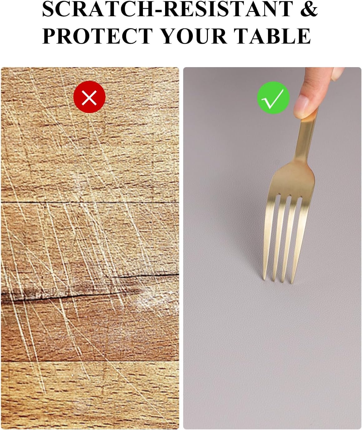 Light Gray Plastic Table Cover Protector, 36" x 72" Waterproof Easy Flat PVC Desk Pad Mat, 1.5mm Thick Rectangle Vinyl Table Top Protector for Dining Room Table, Office, Dresser