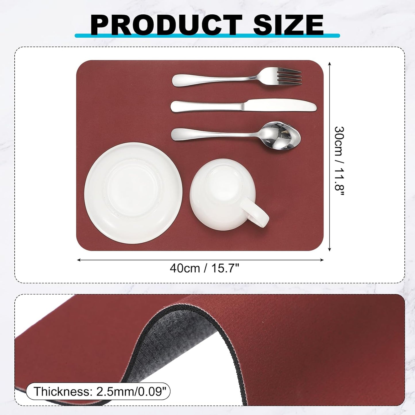 uxcell Silicone Mats for Kitchen Counter, 15.7" x 11.8" Non-Slip Countertop Protector Mat Heat Resistant Coffee Mat Waterproof Table Placemat, Wine Red