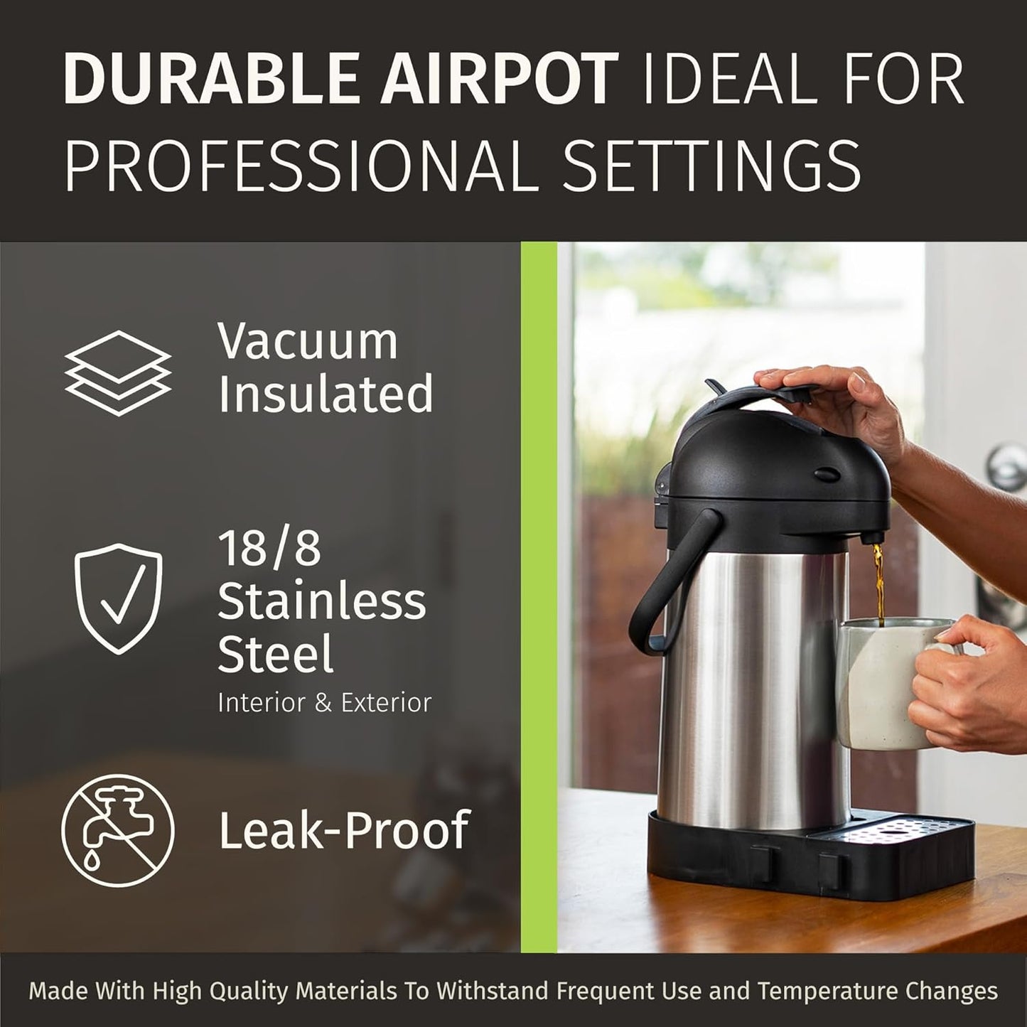 Thermal Coffee Carafe 74Oz, Keeps Drinks Hot for 12Hrs & Cold for 36Hrs, Insulated Stainless Steel Coffee Carafe for Hot Drinks, Easy One-Handed Dispensing for Office, Home, Party, Durable Tea Flask