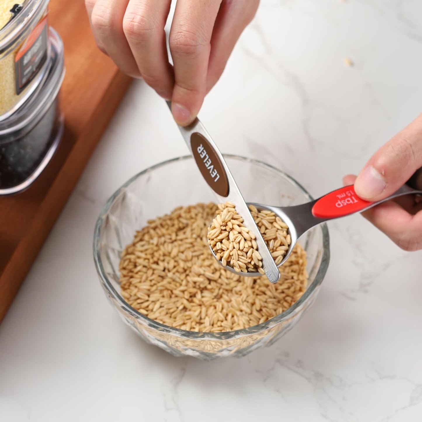Magnetic Measuring Cups and Spoons Set of 17 Stainless Steel Measuring Cups & Double Sided Magnetic Measuring Spoons with 1 Leveler for Dry and Liquid Ingredients