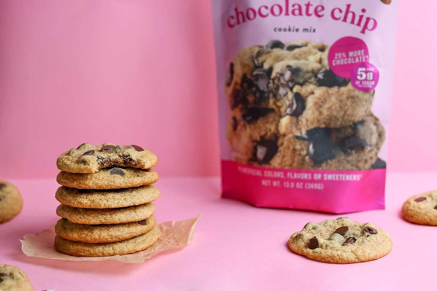 Miss Jones Baking Gluten-Free Chocolate Chip Cookie Mix - More Chocolate Chips, 50% Lower Sugar, Naturally Sweetened Desserts & Treats, 13 Ounce (Pack of 1)