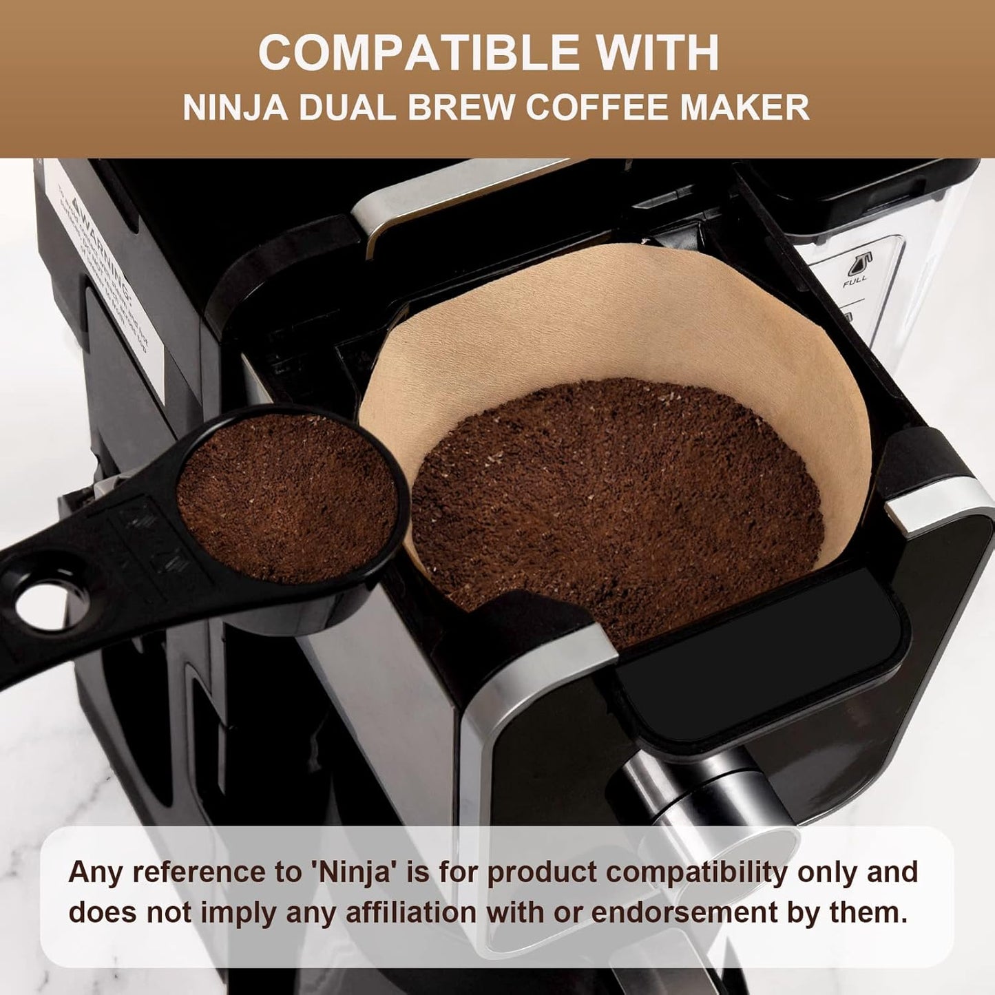 Disposable Coffee Paper Filters for Ninja Dual Brew Coffee Maker,200 Pcs #4 Cone Replacement Filter Compatible with Ninja DualBrew Pro CFP301 CFP201 Coffee Maker