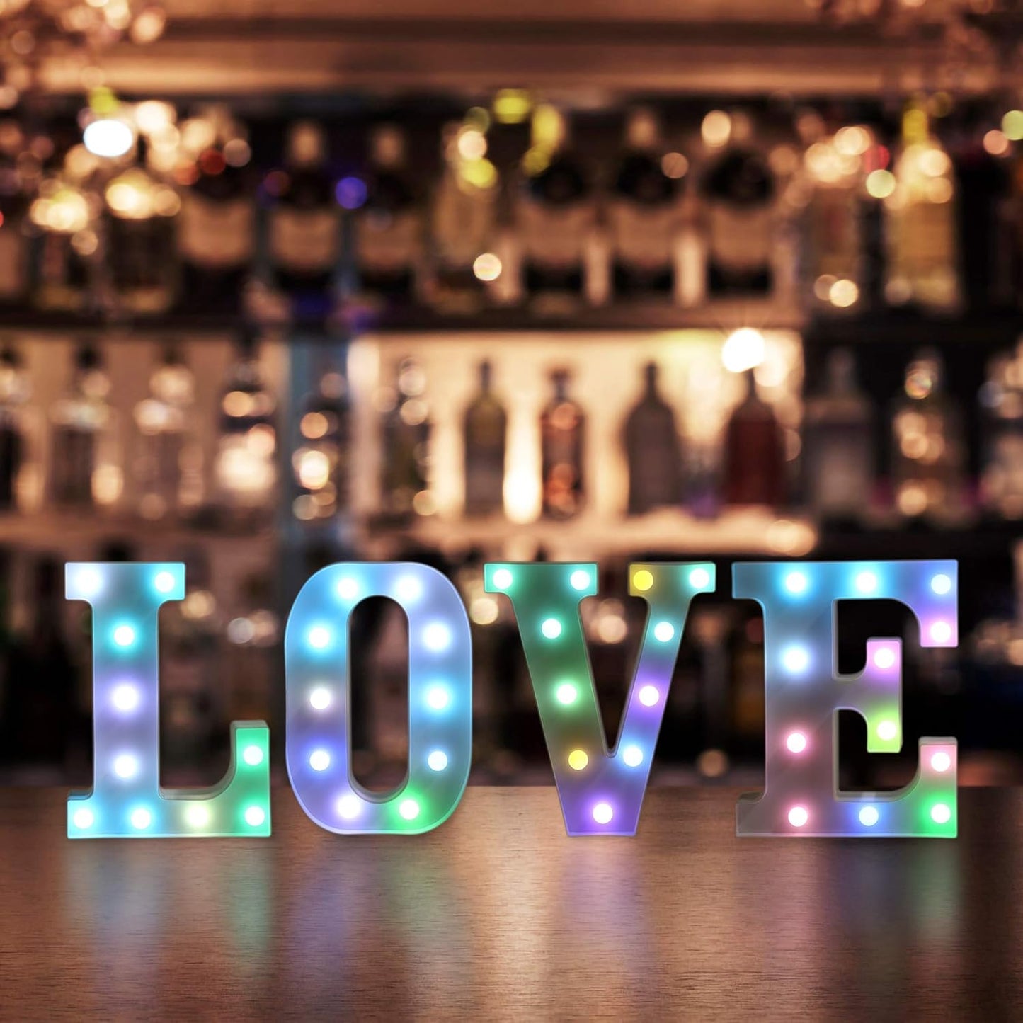Foaky Colorful LED Letter Lights with Remote,Marquee Light Up Letters Sign for Night Light Wedding/Birthday Party Battery Powered Christmas Lamp Home Bar Decoration(U)