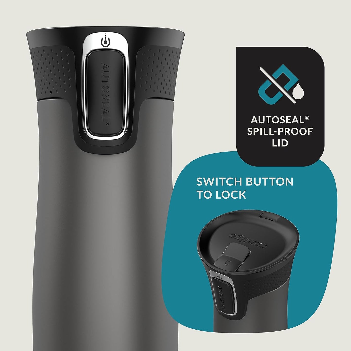 Contigo West Loop 2.0 Leak-Proof Spill-Proof Insulated Stainless Steel Travel Mug, 16oz., 2 Pack, Agave Metallic & Sake Metallic