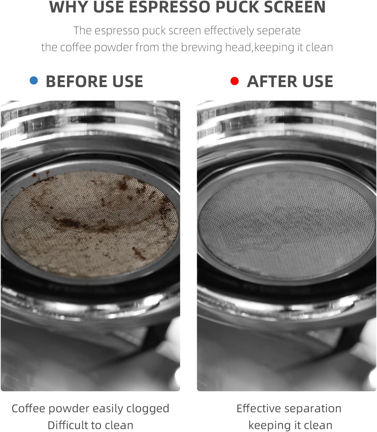 MHW-3BOMBER 58.5mm Espresso Puck Screen Metal Espresso Filter Reusable Coffee Filters for 58mm Portafilter Basket 0.8mm Thickness Titanium Coating Black FG5588-OS