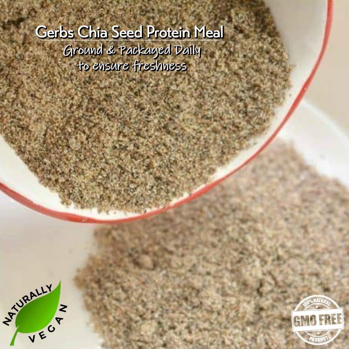 Ground Raw Chia Seed Meal by Gerbs - 4 LBS - Top 11 Food Allergen Free & Non GMO - Vegan & Kosher – Premium Full Oil Content Chia Protein Powder