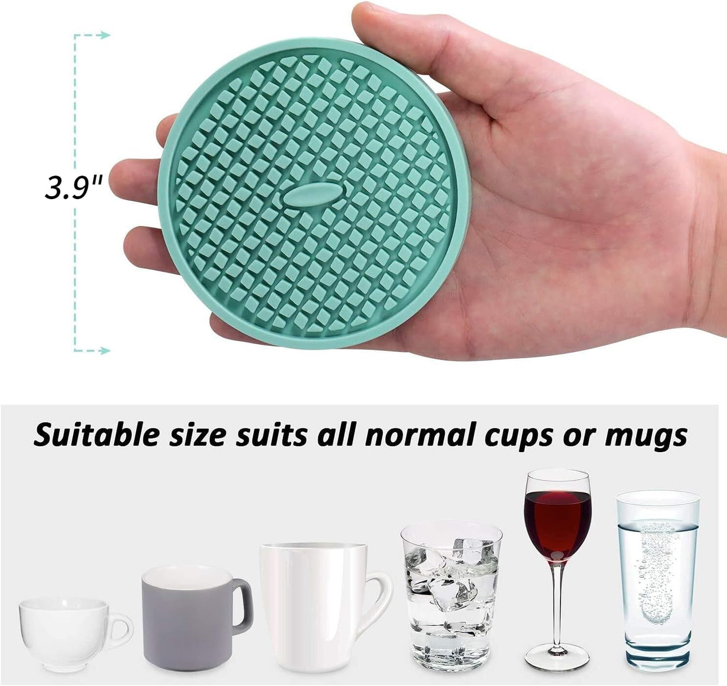 ME.FAN Silicone Coasters [6 Pack] Thickened Drink Coasters with Holder - Cup Mat - Non-Slip, Non-stick, Stay Put, Deep Tray - Prevents Furniture and Tabletop Damages(Red)
