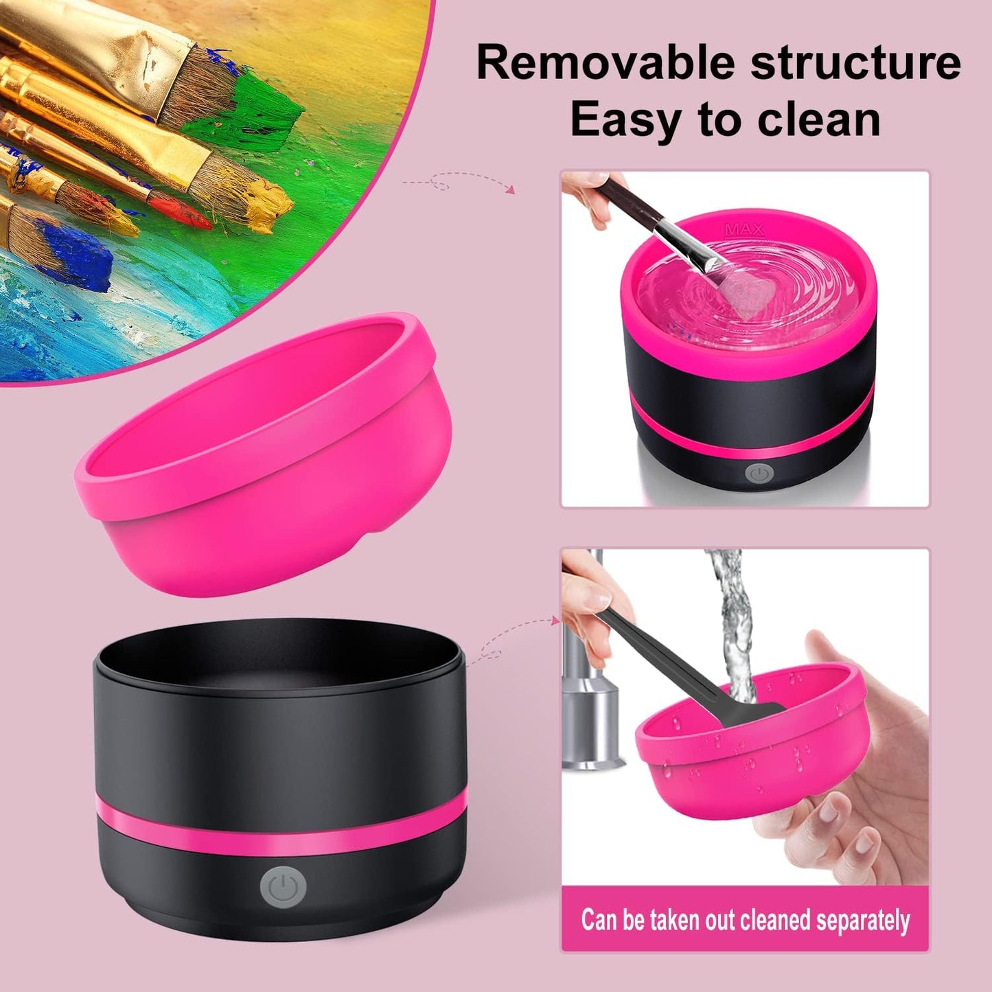 YAGHVEO? Paint Brush Cleaner, Electric Paint Brush Cleaner Rinse Cup, Brush Rinser for Painting, Artist Brush Cleaning Washer Rinser for Acrylic, Watercolor, Oil, Gouache Painting