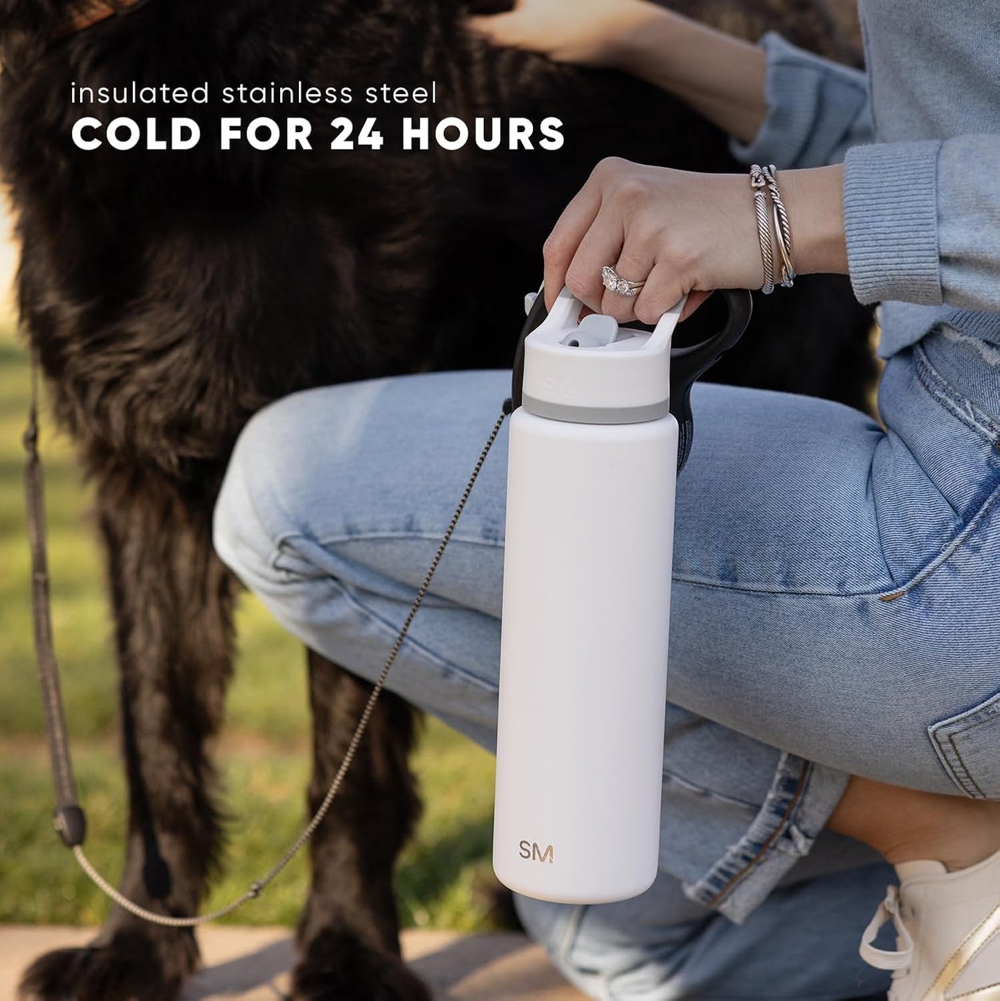 Simple Modern Leopard Water Bottle with Straw Lid Vacuum Insulated Stainless Steel Metal Cup Bottles | Reusable Leak Proof BPA-Free Flask for Sports | Summit Collection | 22oz, Cream Leopard