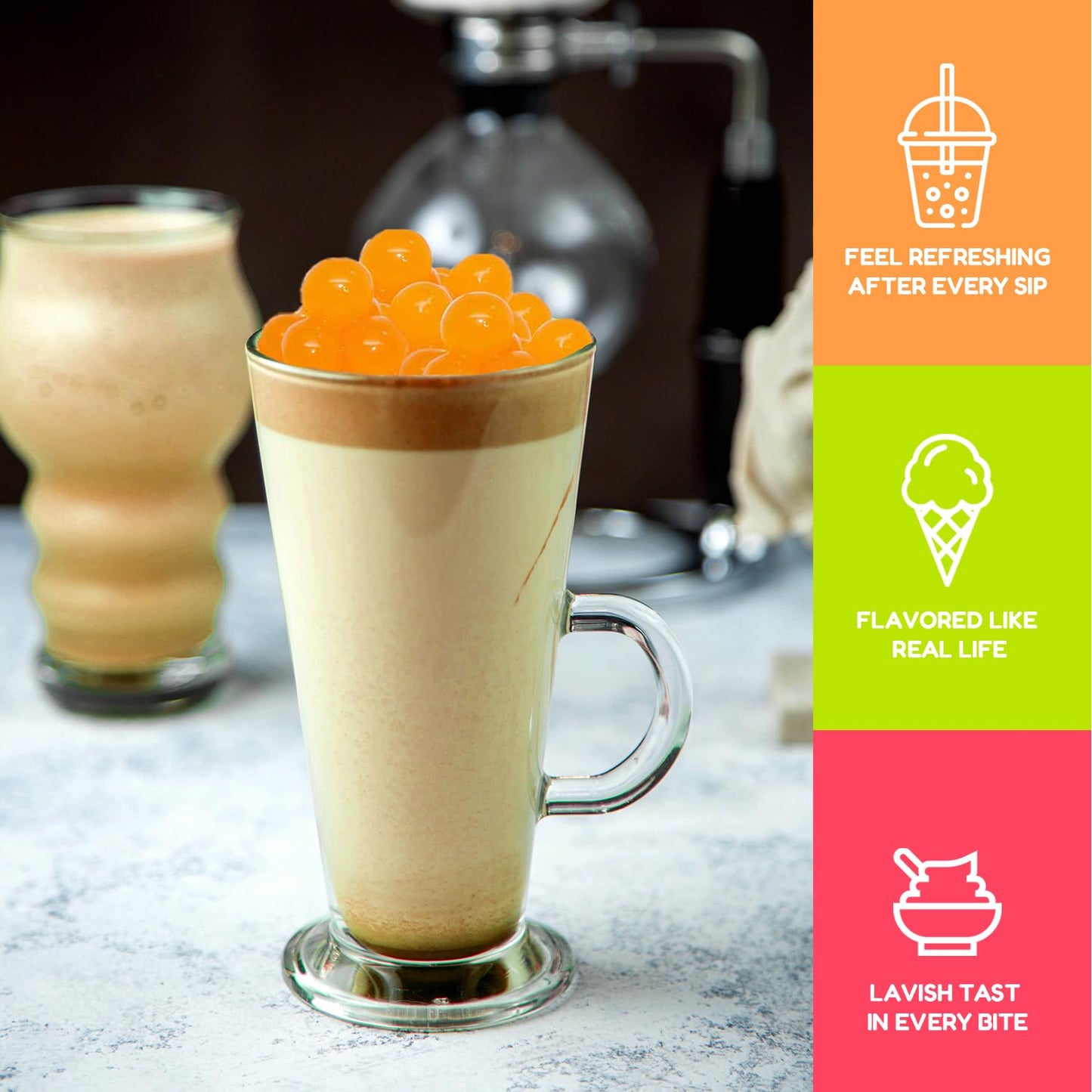 Fanale Popping Boba Pearls for Bubble Tea - 7 pound (Pack of 4) | Passion Fruit | Bursting Boba Pearls Bubble | Fruit Juice Flavor for Shakes, Dessert, Smoothie | FPB005-CS