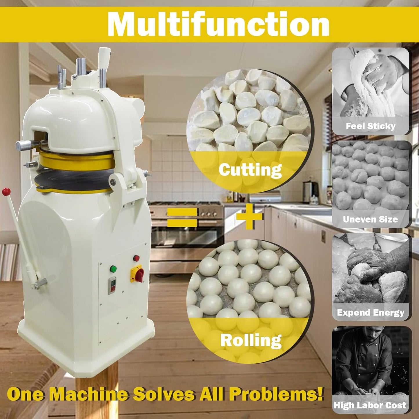TECHTONGDA Dough Divider Rounder Dough Ball Machine 26pcs 1.8og-5.3oz Electric Dough Cutting and Rounding Machine for Hamburger Bread Pizza Bakery
