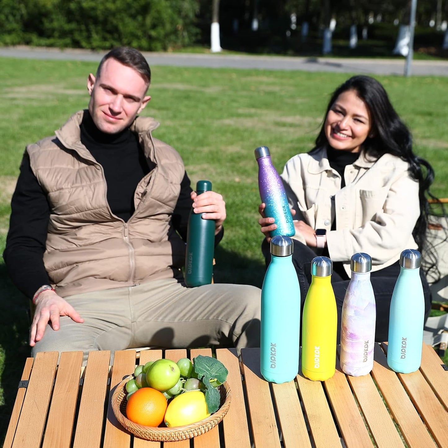 BJPKPK 12oz Small Water Bottle Stainless Steel Insulated Water Bottle for Travel,Apricot
