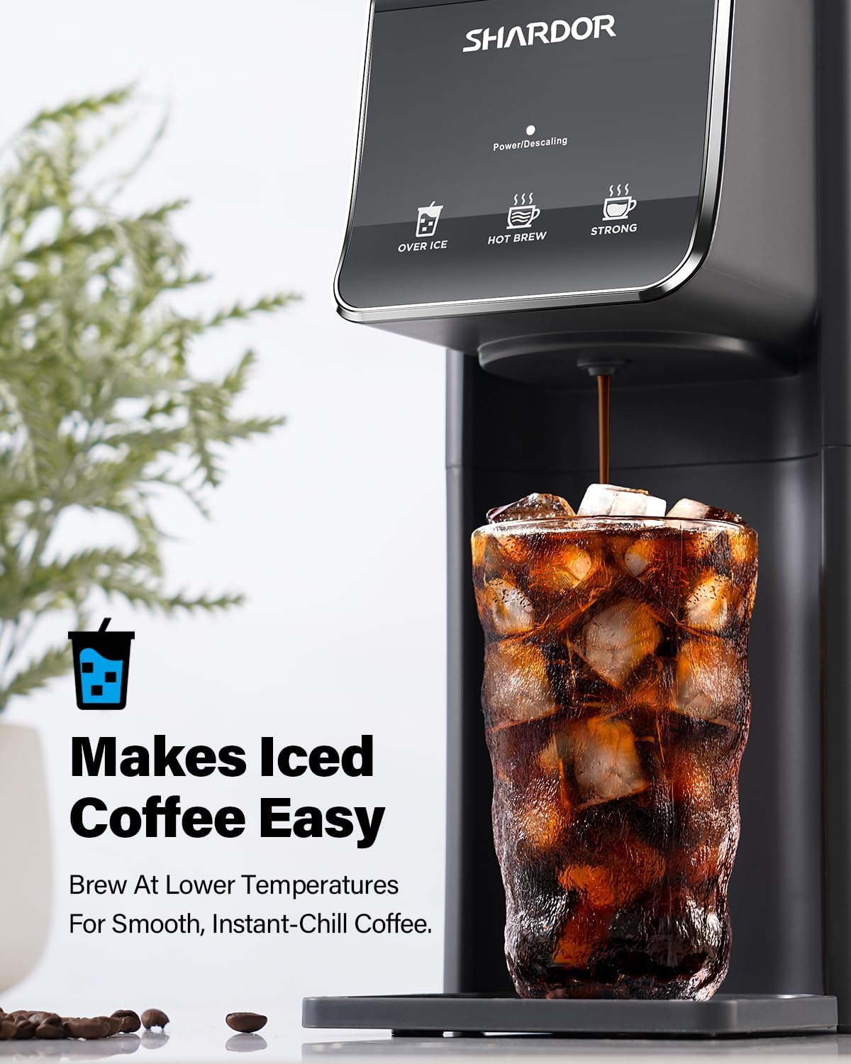 SHARDOR Hot & Iced Coffee Maker, K Cup Coffee Maker Compatible with Ground Coffee, Single Serve Coffee Machine with Bold Setting, Reusable Filter, Travel Mug Friendly, Compact Design, Grey