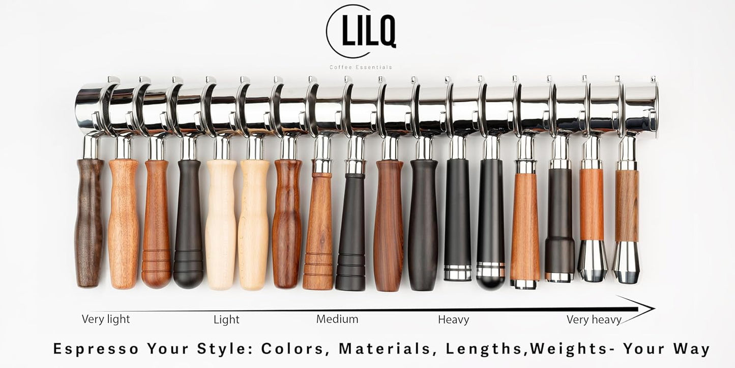 LILQ 58mm Bottomless Naked 2 Ears Portafilter Compatible with Gaggia Machines– Includes 18–20g Basket (WalnutV2Fusion, 58mm For Gaggia)