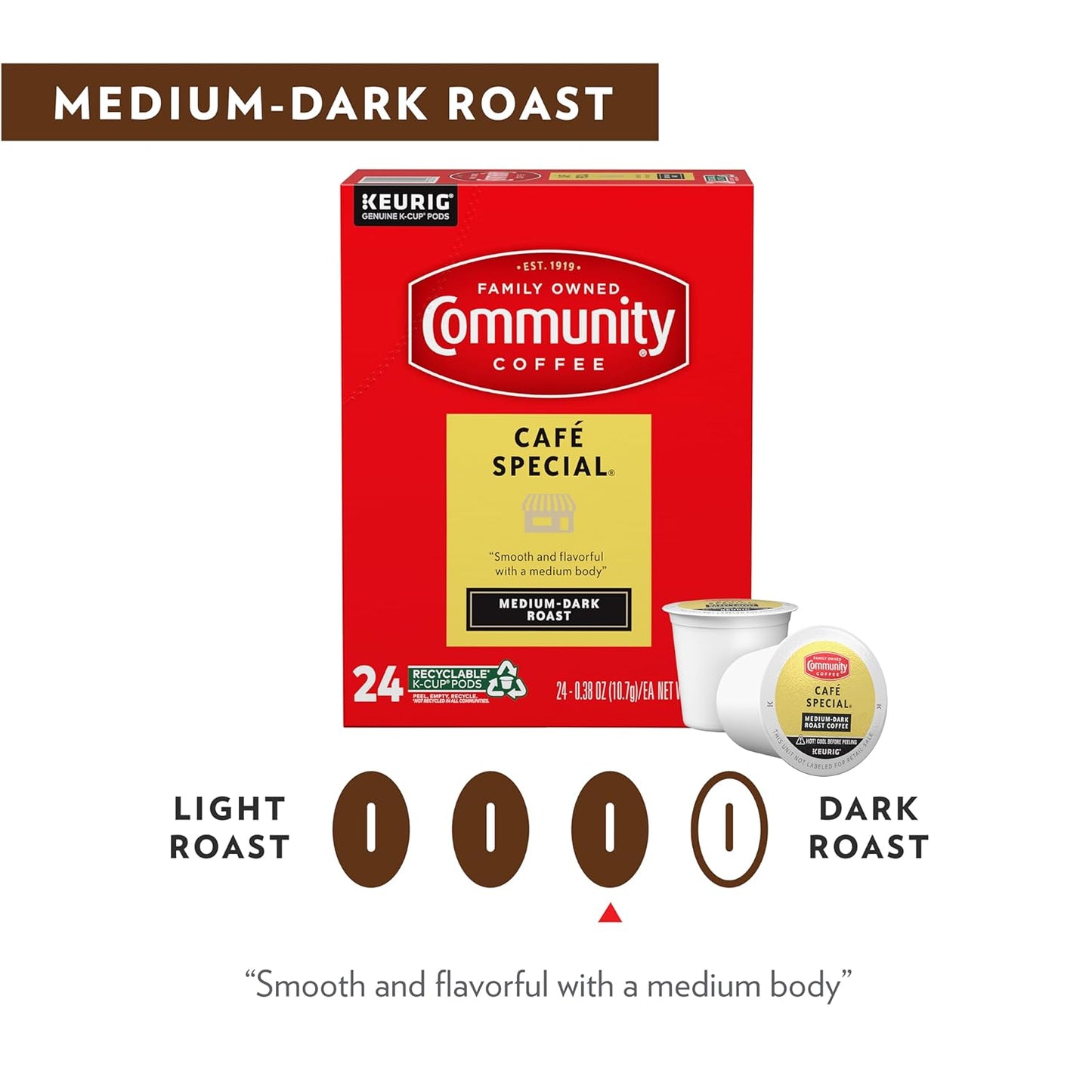 Community Coffee Café Special Medium-Dark Roast Single Serve Keurig K-Cup Pods 32 ct Box