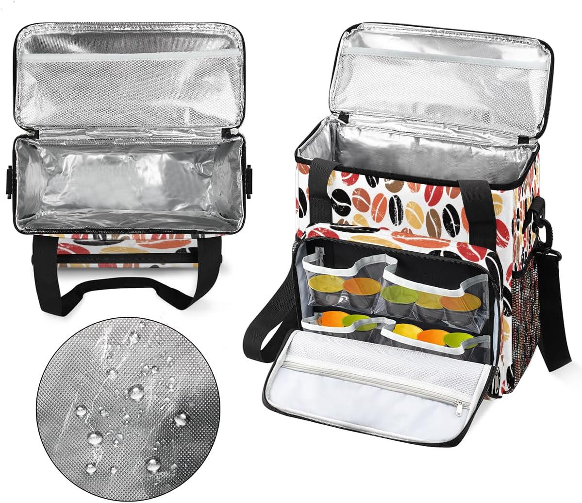 Colorful Coffee Beans Maker Carring Bag Travel Carrying Storage Tote Compatible with Keurig K-Mini or Plus Portable Single Serve Brewer Case Pockets for K-cup Pods