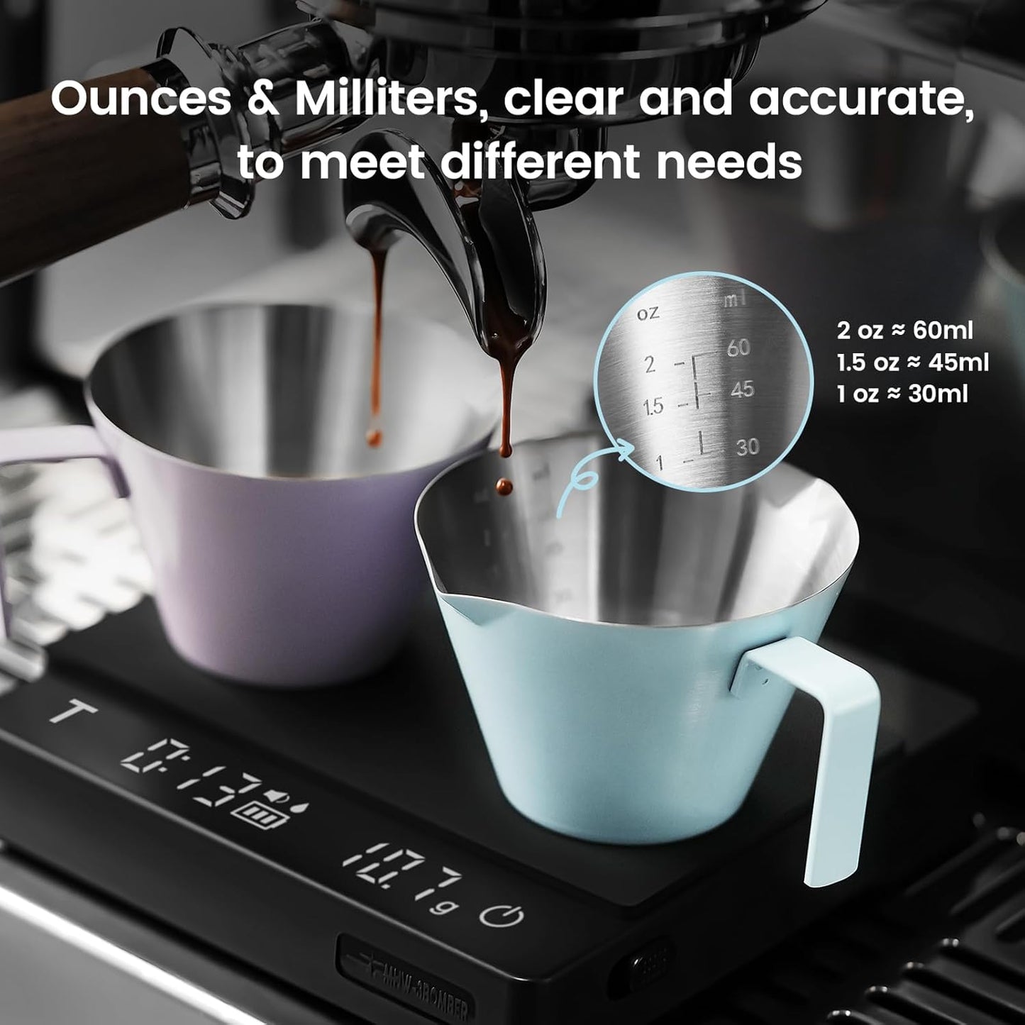 MHW-3BOMBER Espresso Measuring Cup with 3 oz Sauce Cup Espresso Shot Cup Stainless Steel Pouring Cup for Tomato Sauce|Steak Sauce|Desserts|Beverages| (Yellow) G5740-OS