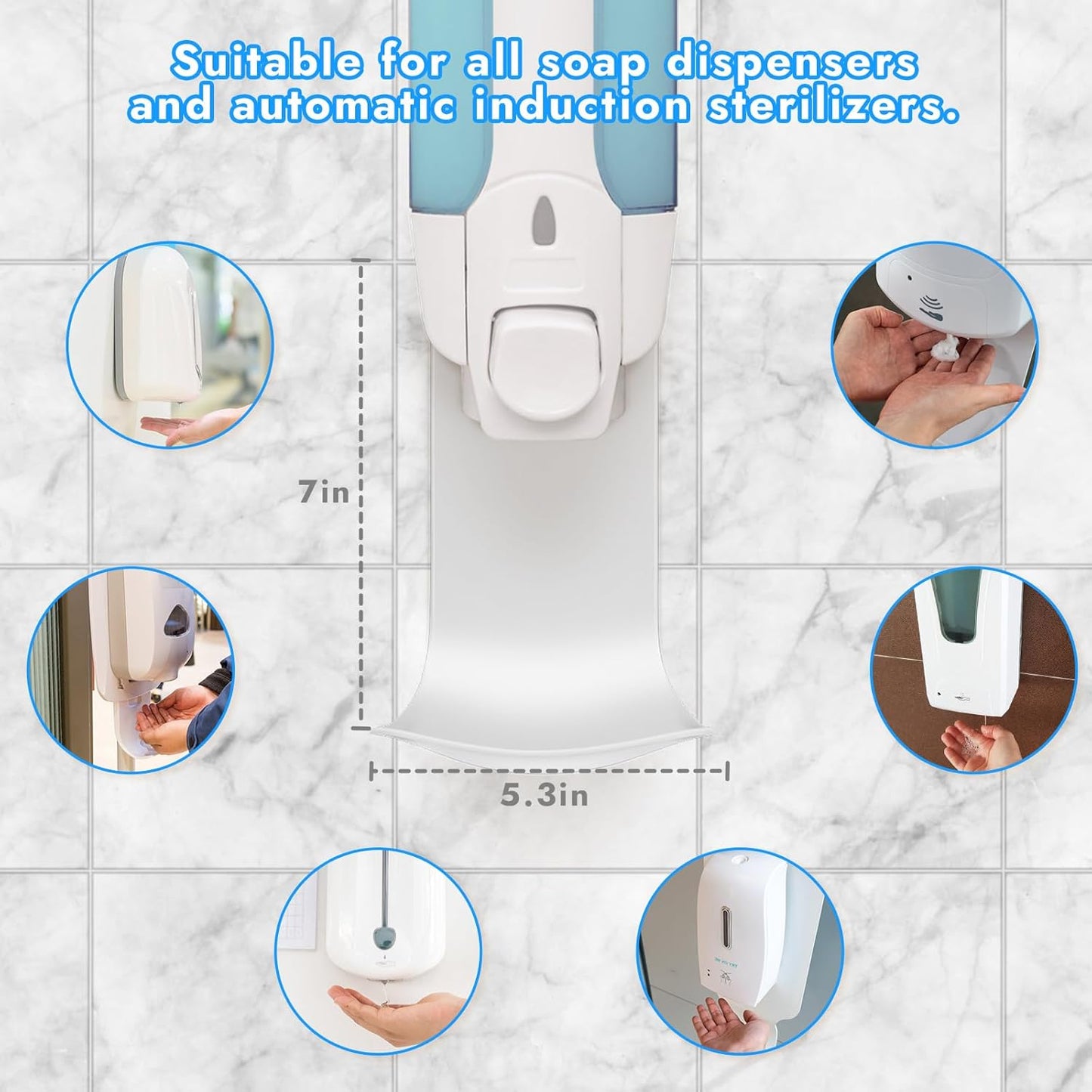 2PCS Dispenser Drip Tray Wall Mount Soap Dispenser Bracket,Laundry Detergent Drip Catcher Prevent Dripping and Spraying, Easy to Clean(White)