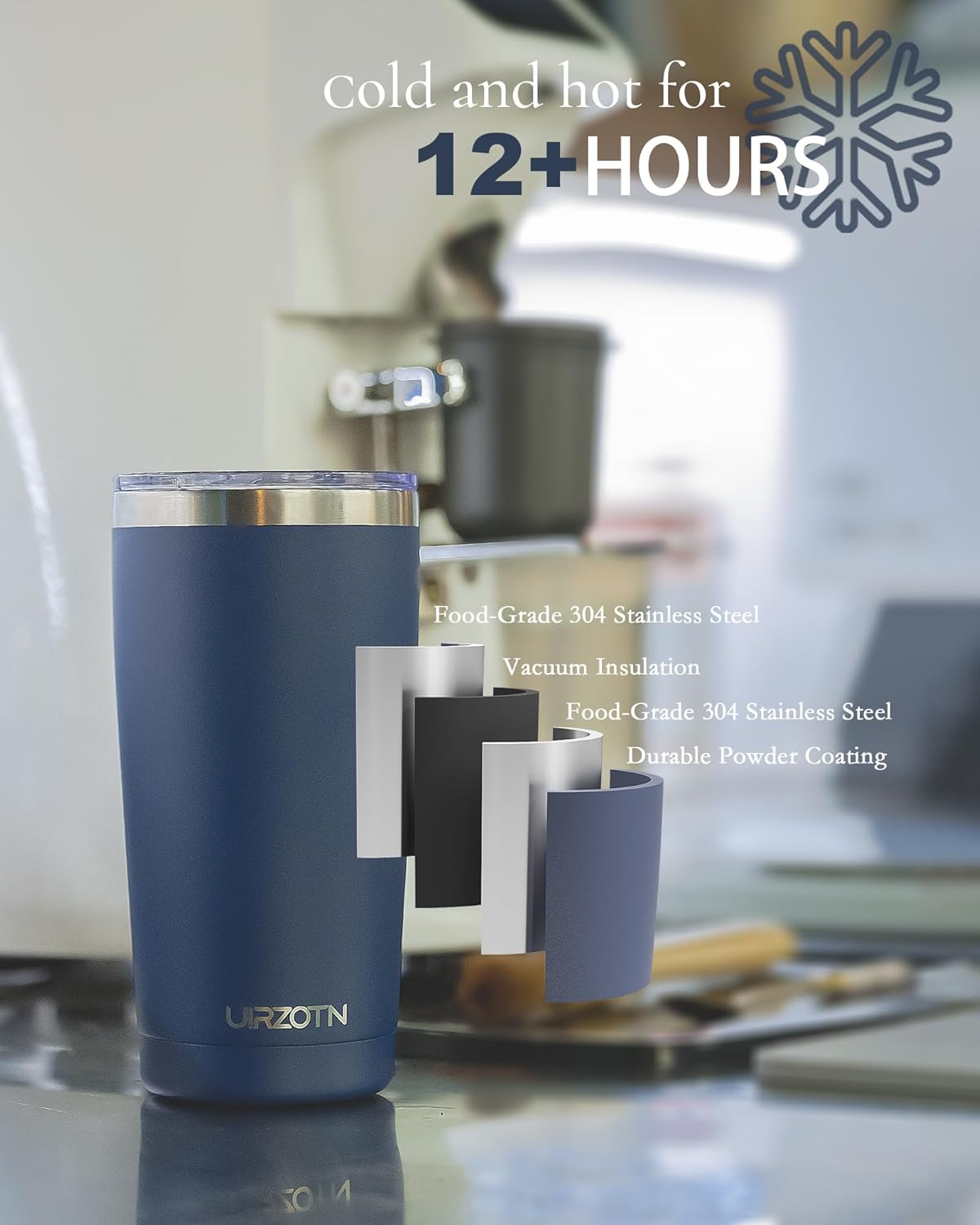 Travel Coffee Tumbler 20oz, Leakproof Travel Coffee Mug with Lid and Straw, Stainless Steel Double Wall Vacuum Insulated Tumbler for Hot/Iced Drinks (Textured Matte, Light Blue)