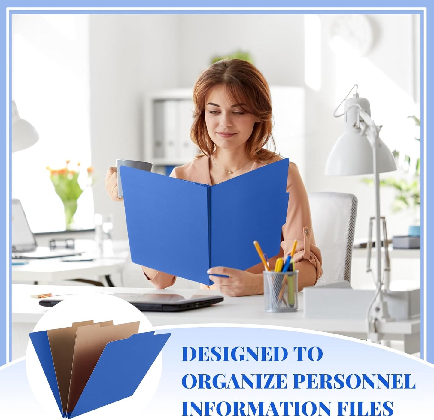 24 Pcs Classification Folders Letter Size,Back to School Supply for Teacher, Student, 2 Pocket Dividers Pressboard File Folder Bulk with 2 Fasteners,2 in Expanding File Organizer (Dark Blue)