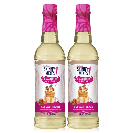 Jordan's Skinny Syrups Sugar Free Coffee Syrup, Caramel Pecan Flavor Drink Mix, Zero Calorie Flavoring for Chai Latte, Protein Shake, Food & More, Gluten Free, Keto Friendly, 25.4 Fl Oz, 2 Pack